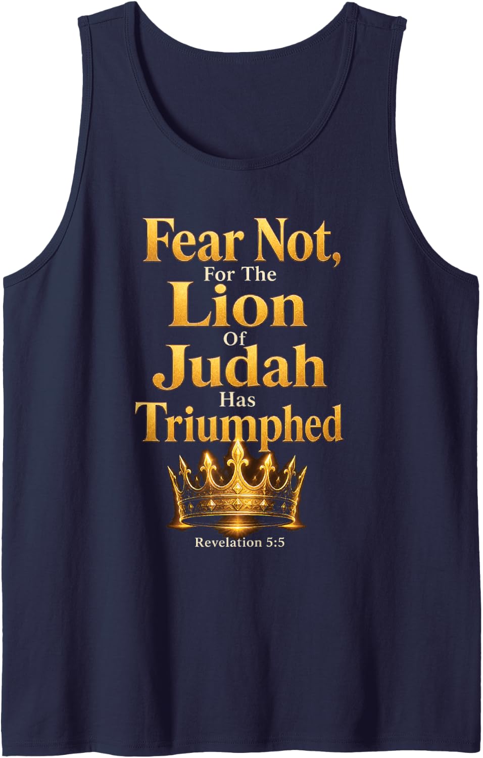 Faith Over Fear Lion of Judah Has Triumphed Revelation 5:5 Sleeveless Tank Top - Navy Blue