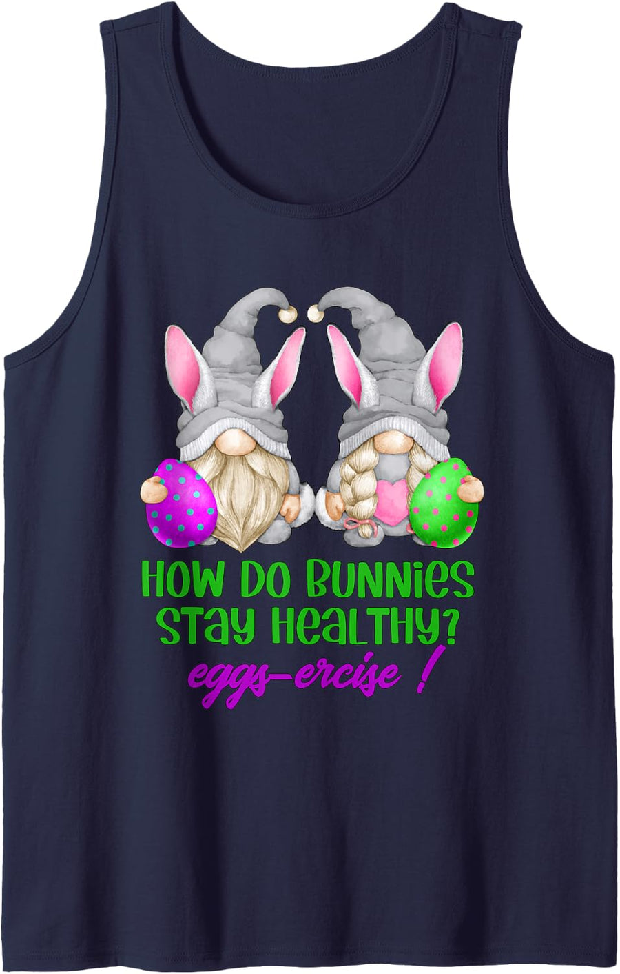 Funny Exercise Gnome Pun For Gym Women For Easter Workout Tank Top - Navy Blue
