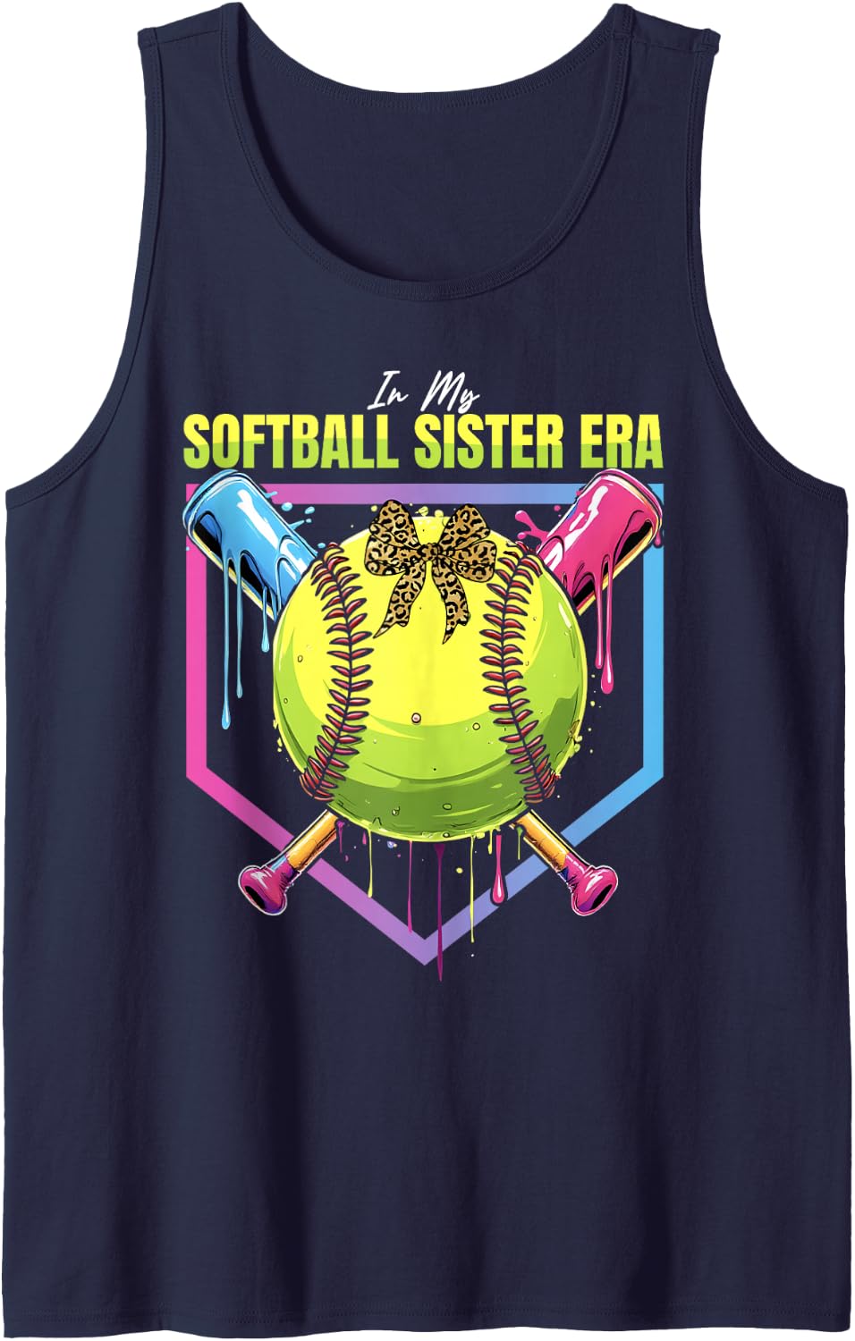 Softball Drip Girls in My Softball Sister Era Girls Game Day Sleeveless Tank Top - Navy Blue