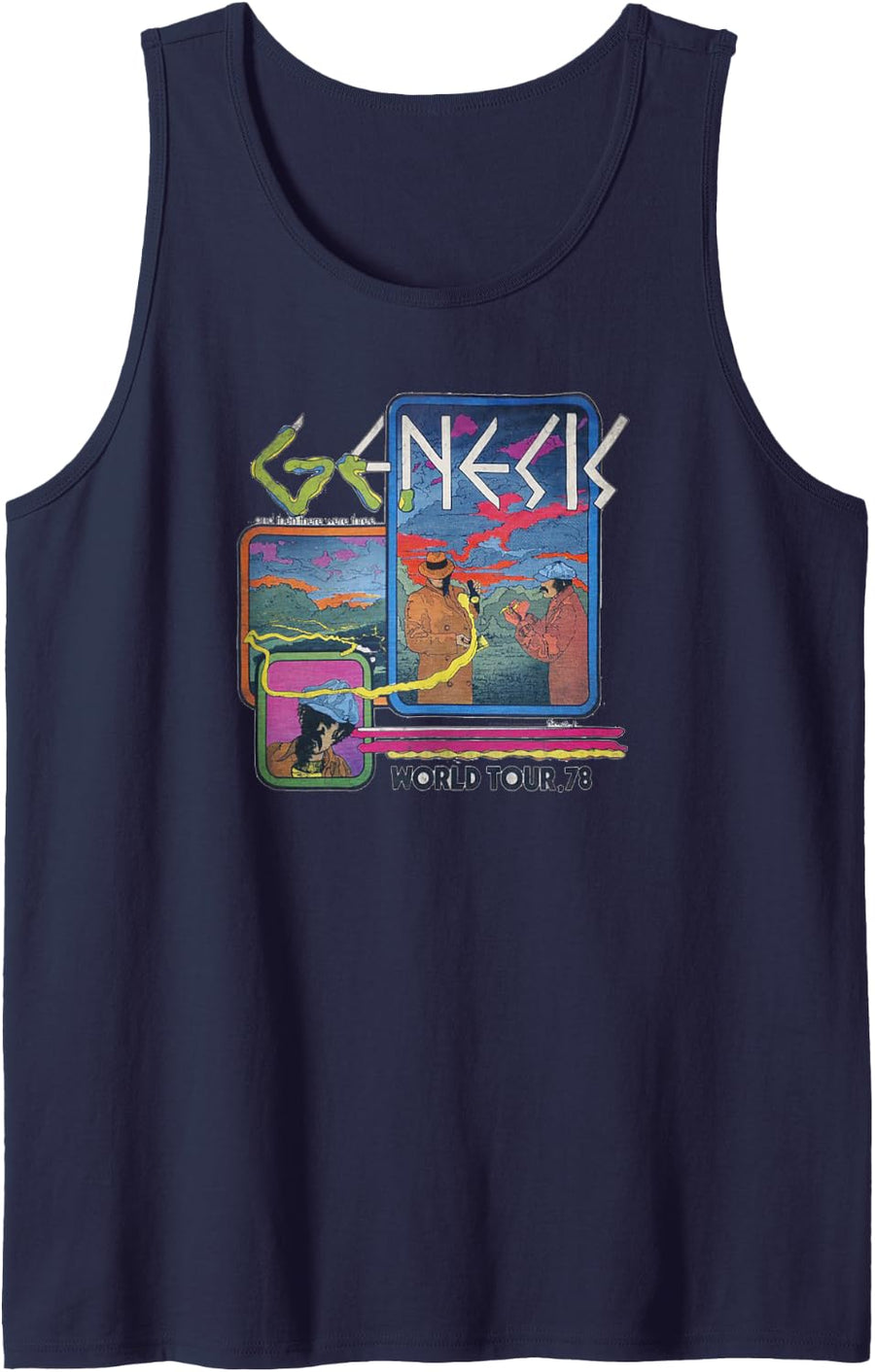 Genesis Rock Music Band World Tour 78 Tank Top - Navy Blue