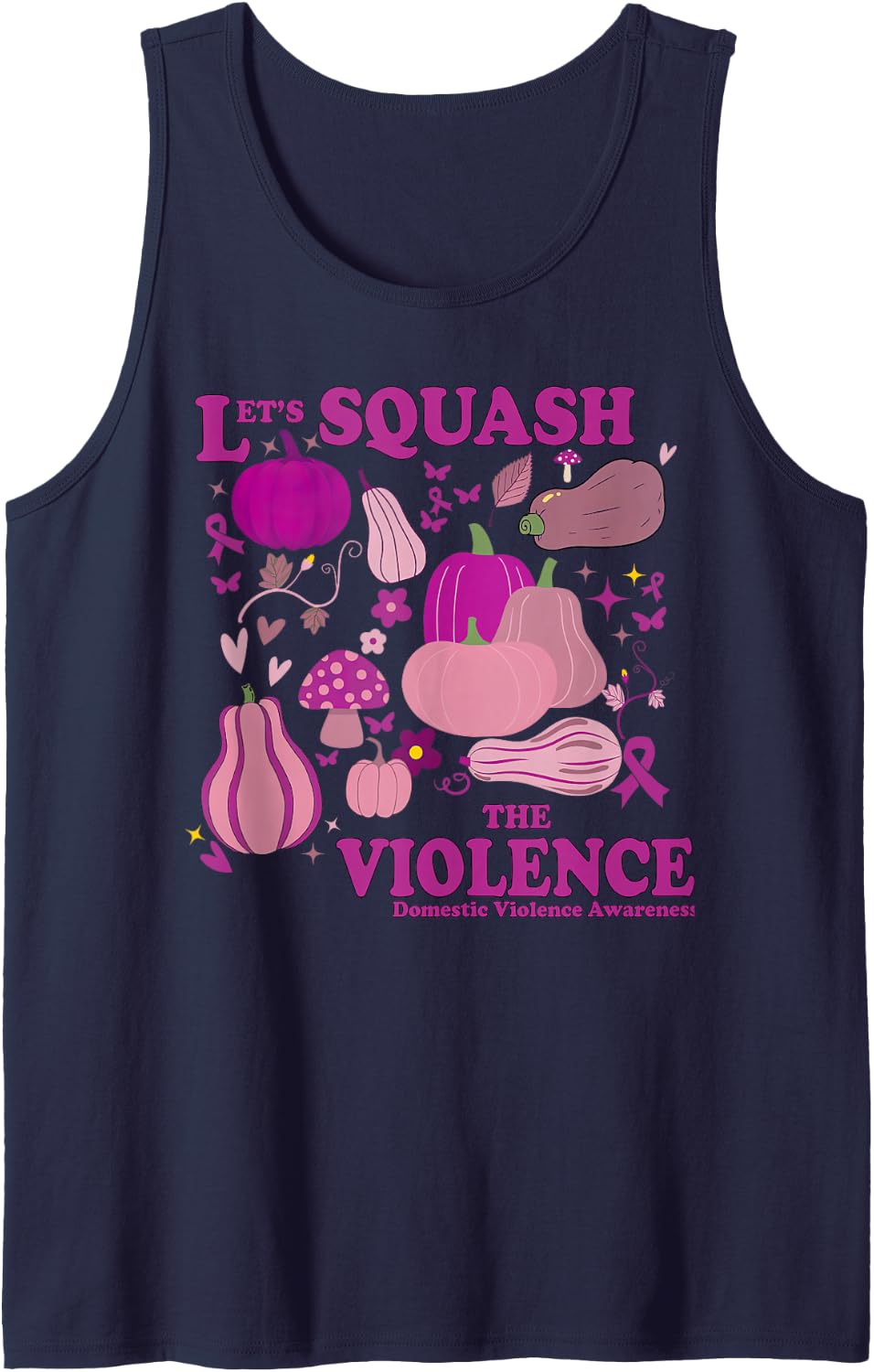 Domestic Violence Awareness Pumpkin Autumn Social Worker Job Sleeveless Tank Top - Navy Blue