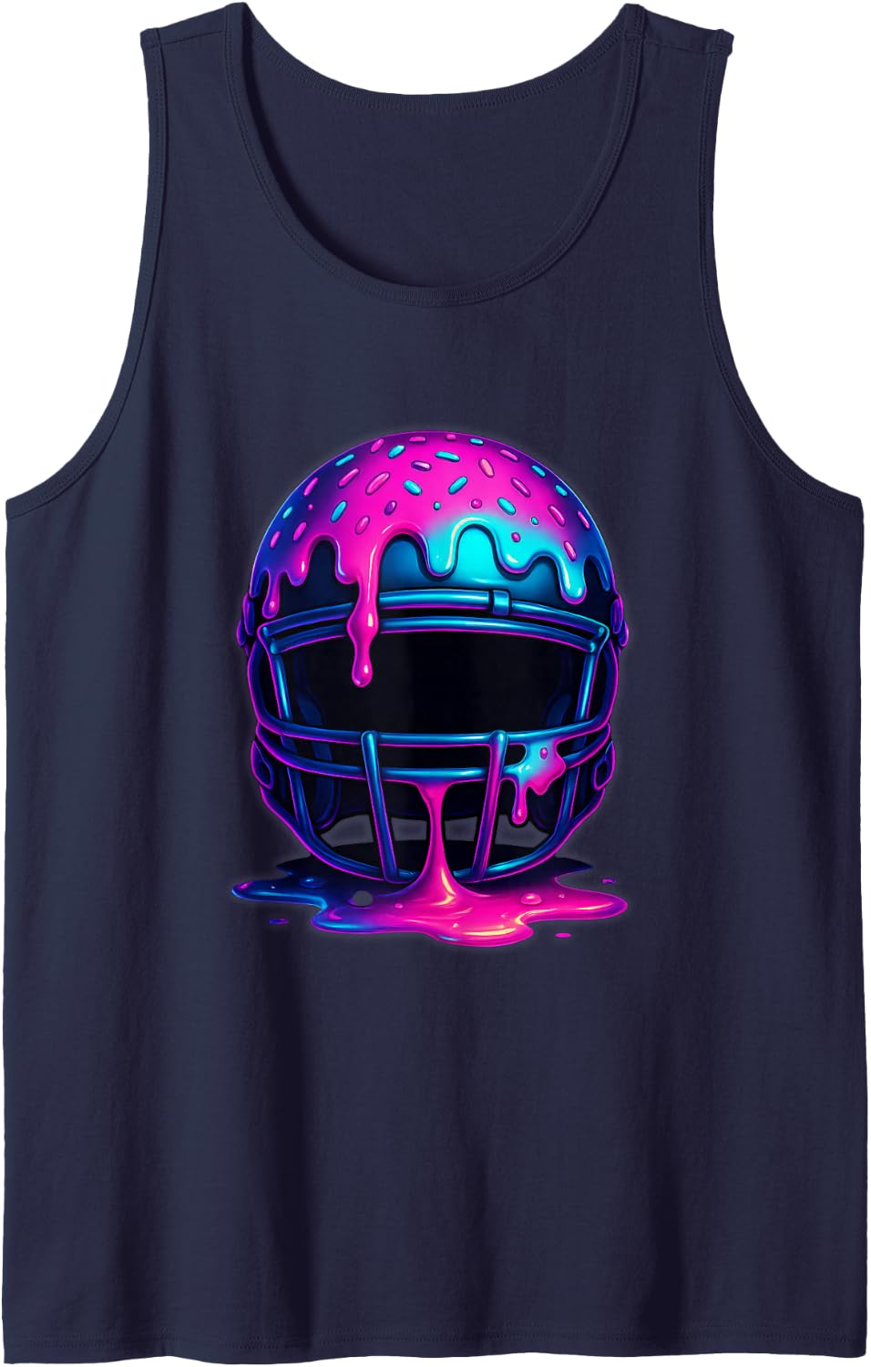 Football Drip Ice Cream Sprinkles for Lineman WR QB RB Men Sleeveless Tank Top - Navy Blue