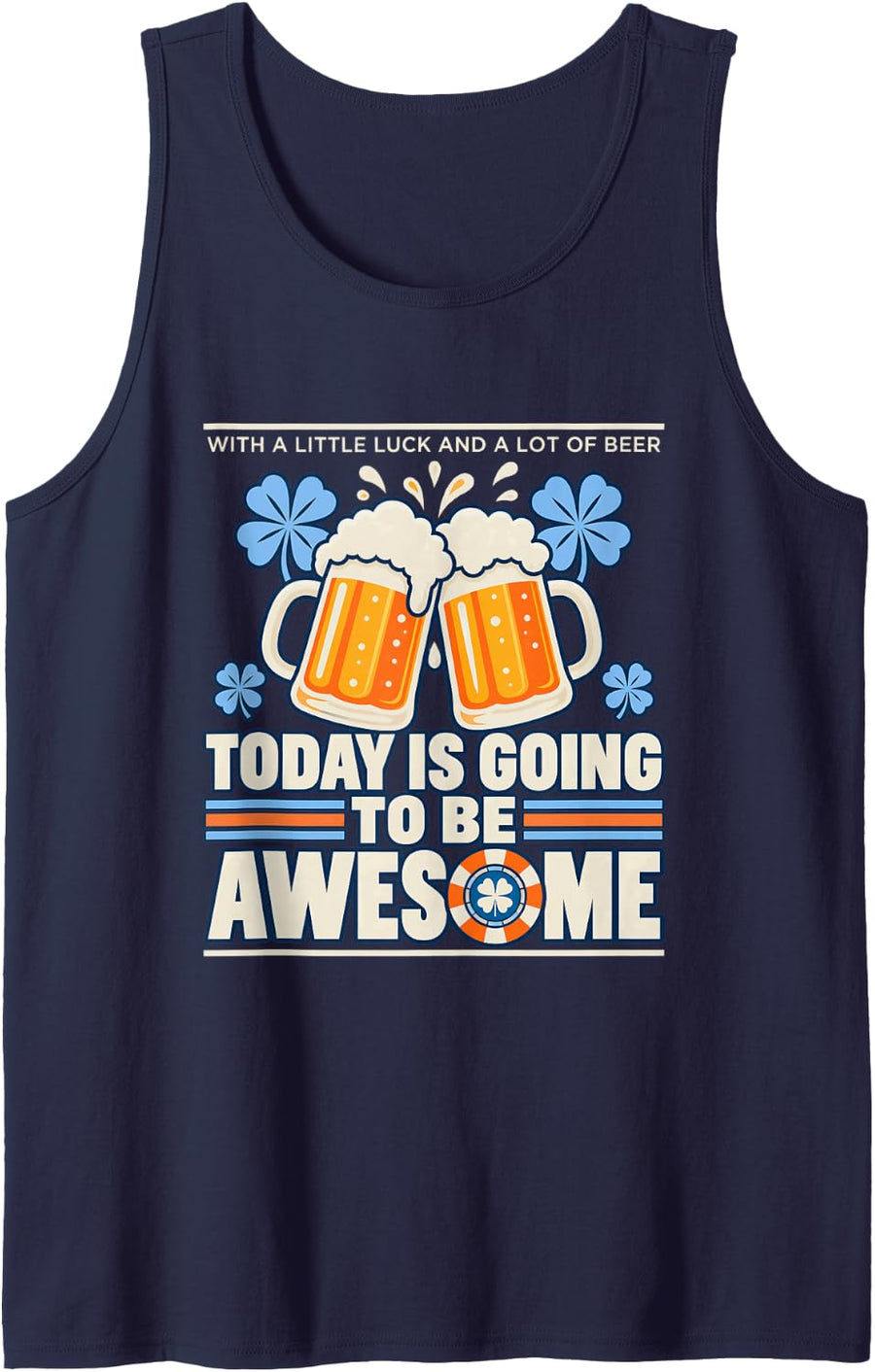 Funny Slot Machine Beer Casino Gambling Gambler Sleeveless Tank Top - Navy Blue