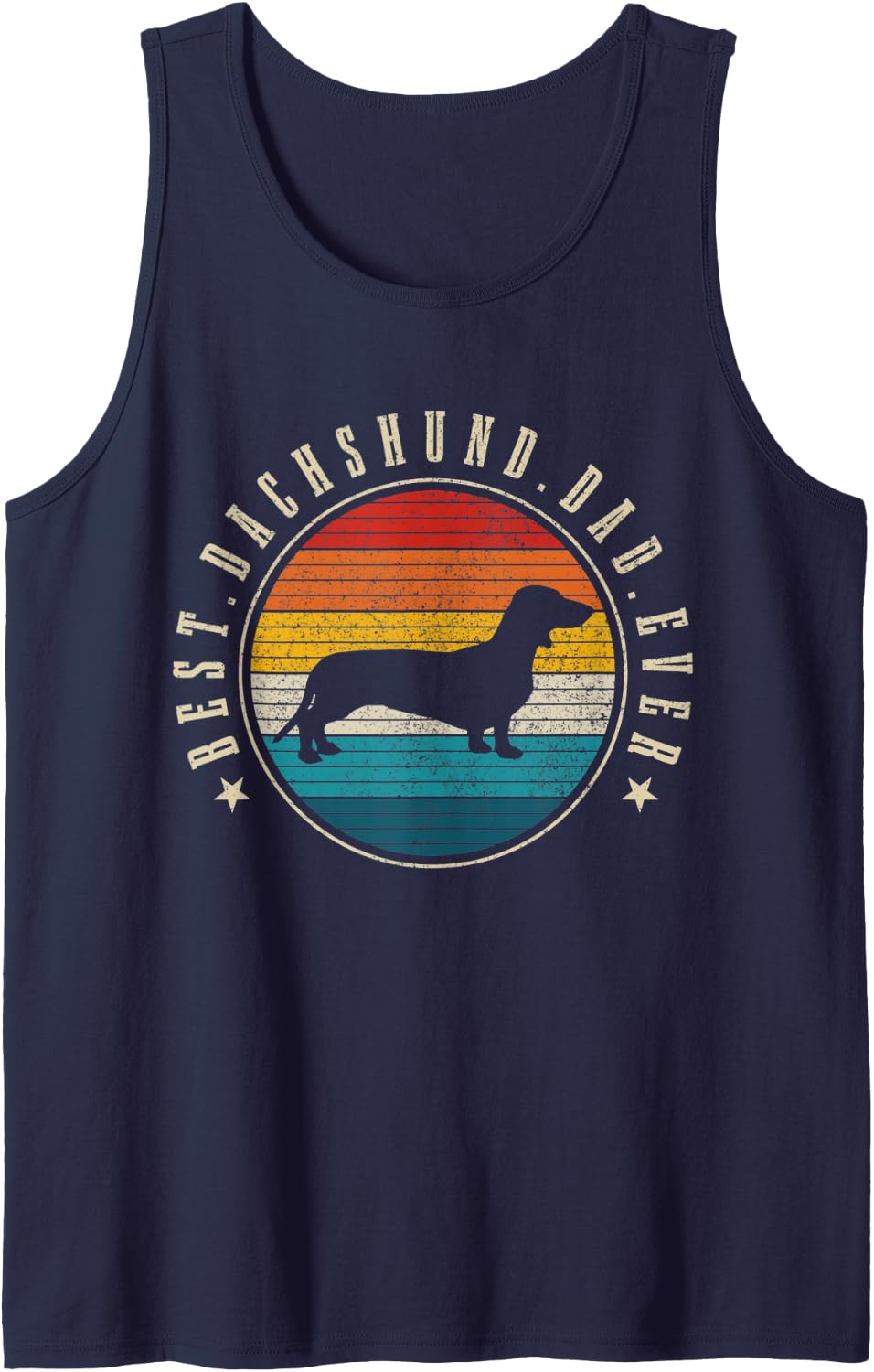 Mens Best Dachshund Dad Ever Vintage Funny Doxie Wiener Dog Owner Tank Top - Navy Blue