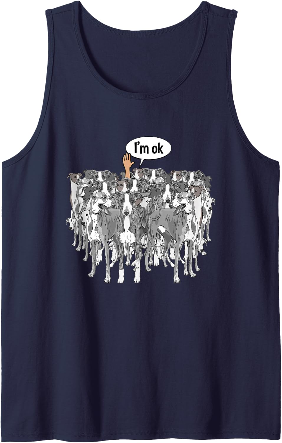 Greyhound English Italian Animal Lover Dog Father Sleeveless Tank Top - Navy Blue