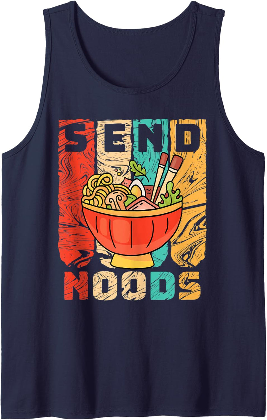 Send Noods Anime Pho Cup Ramen Soup Noodles Bowl Send Noods Tank Top - Navy Blue