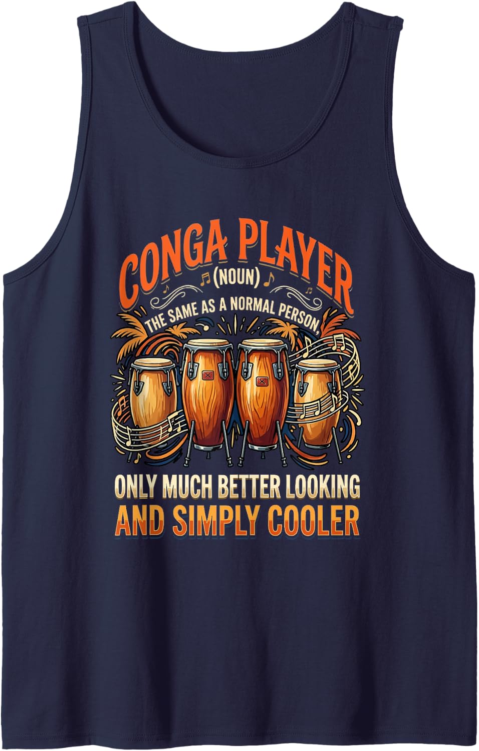 Music Congas Drum Musician Percussion Drummer Conga Tank Top - Navy Blue