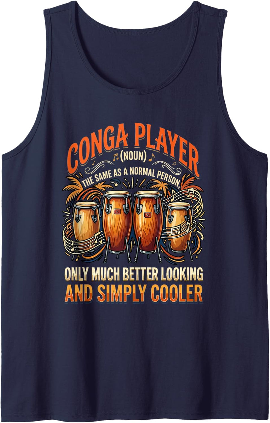 Music Congas Drum Musician Percussion Drummer Conga Tank Top - Navy Blue