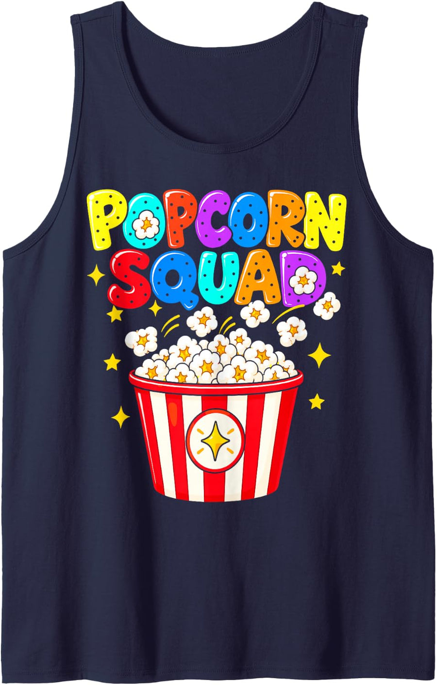 Popcorn Squad Movie Lover Cinema Gifts Men Women Sleeveless Tank Top - Navy Blue