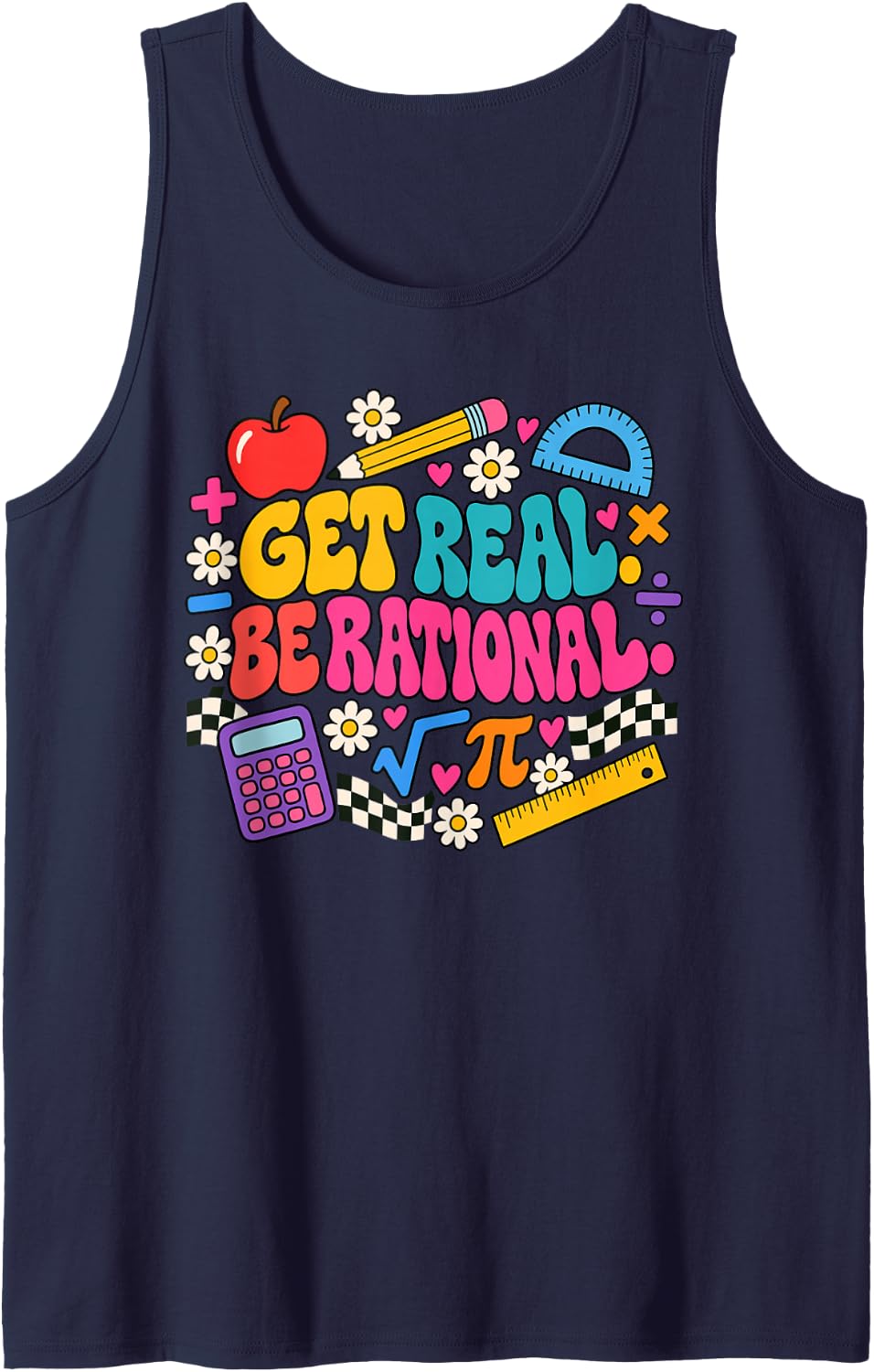 Groovy Math Teacher Student Rational Pun Classroom Sleeveless Tank Top - Navy Blue