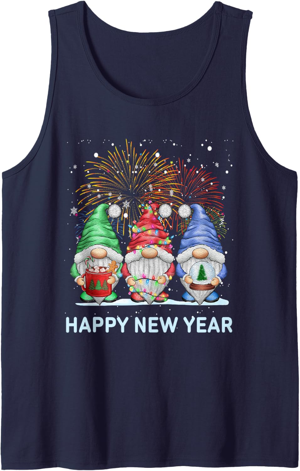 New Years Eve Party Gnomes Matching Family Outfit Costume Sleeveless Tank Top - Navy Blue