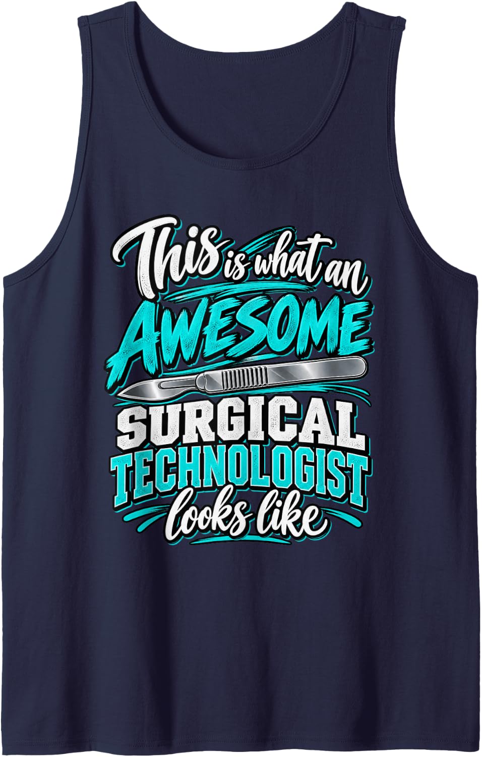 Awesome Surgical Technologist Funny Surgical Tech Sleeveless Tank Top - Navy Blue