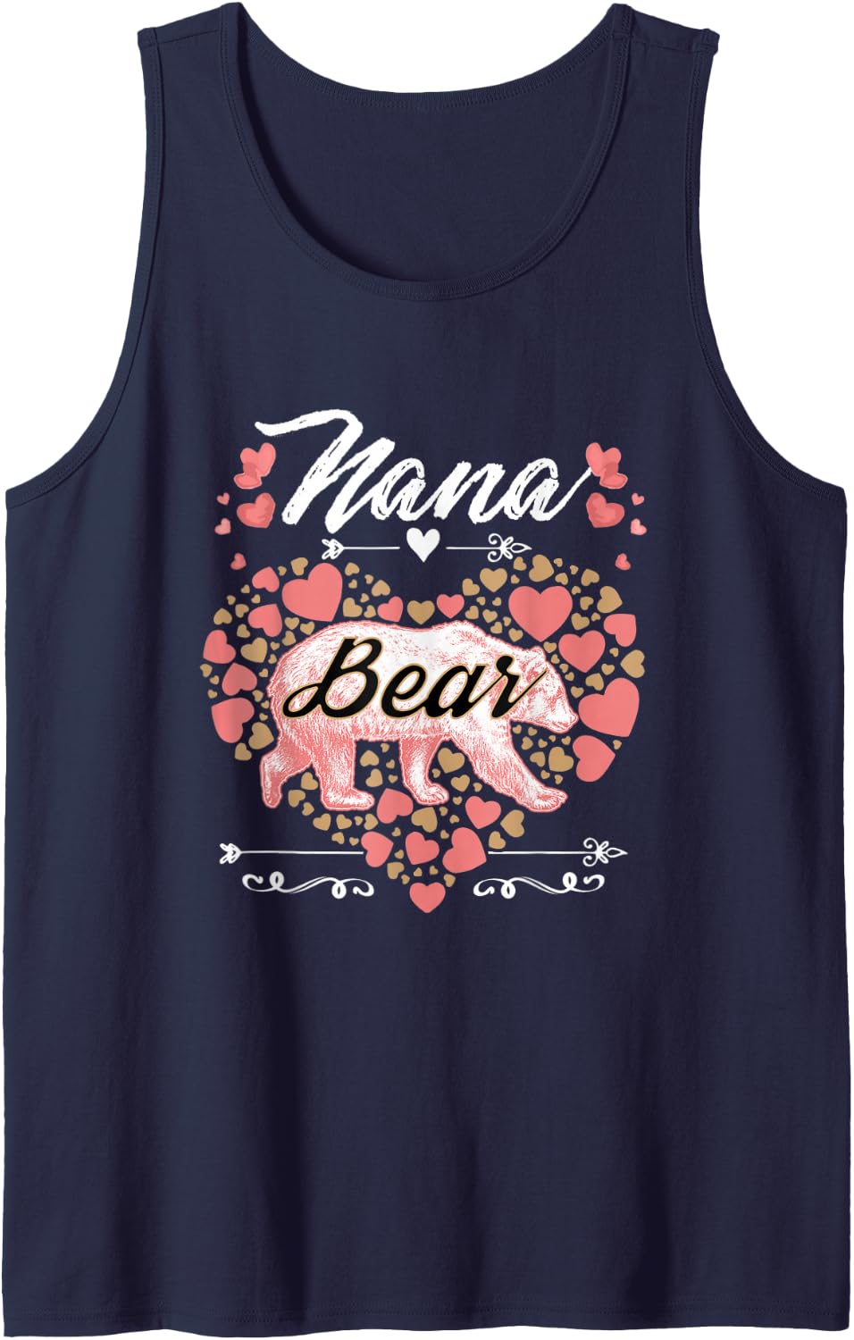 Nana Bear Shirt for Women - Sweet Mother's Day and Birthday Sleeveless Tank Top - Navy Blue