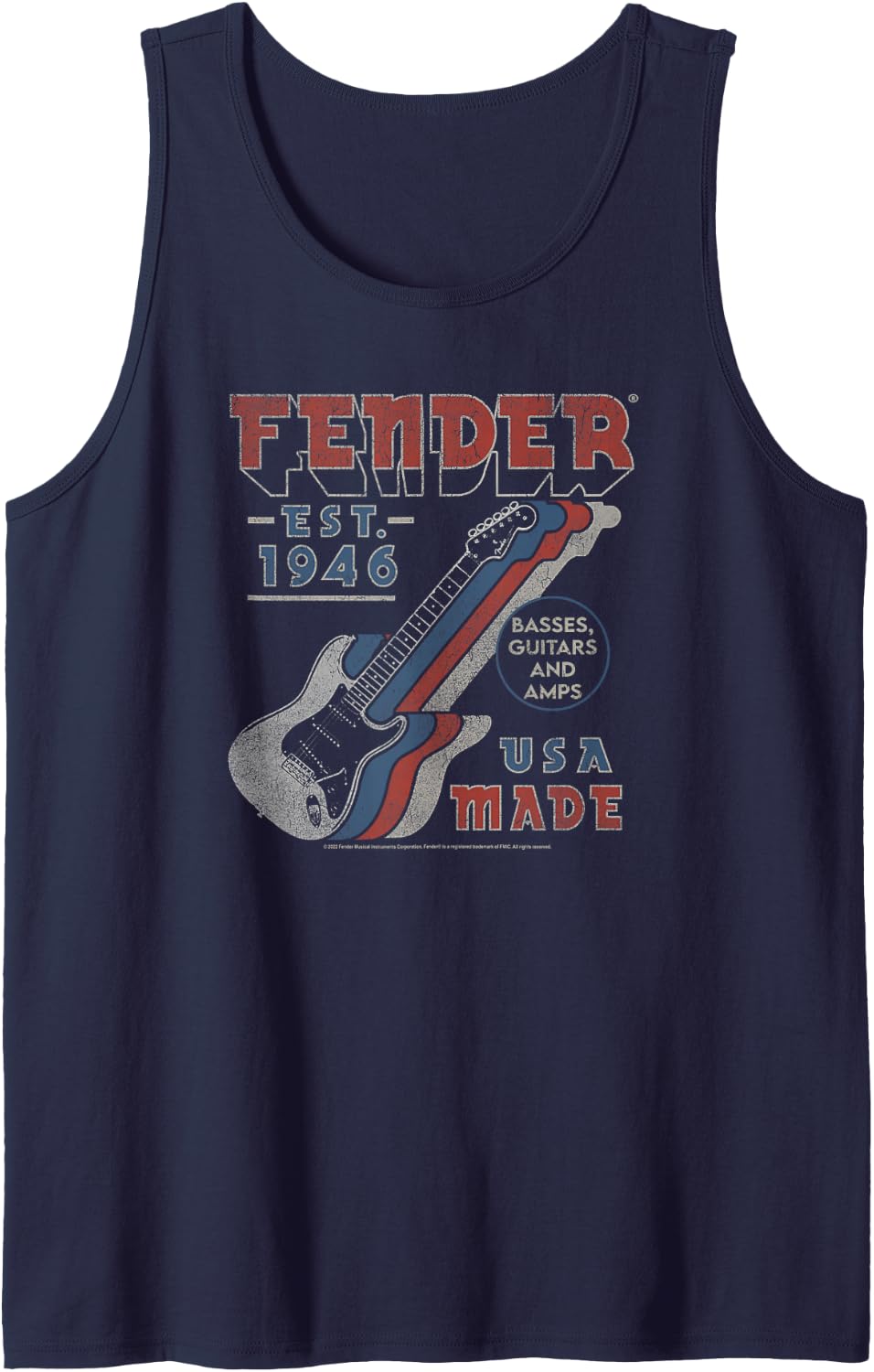 Fender USA Made Guitars Vintage Classic Sleeveless Tank Top - Navy Blue