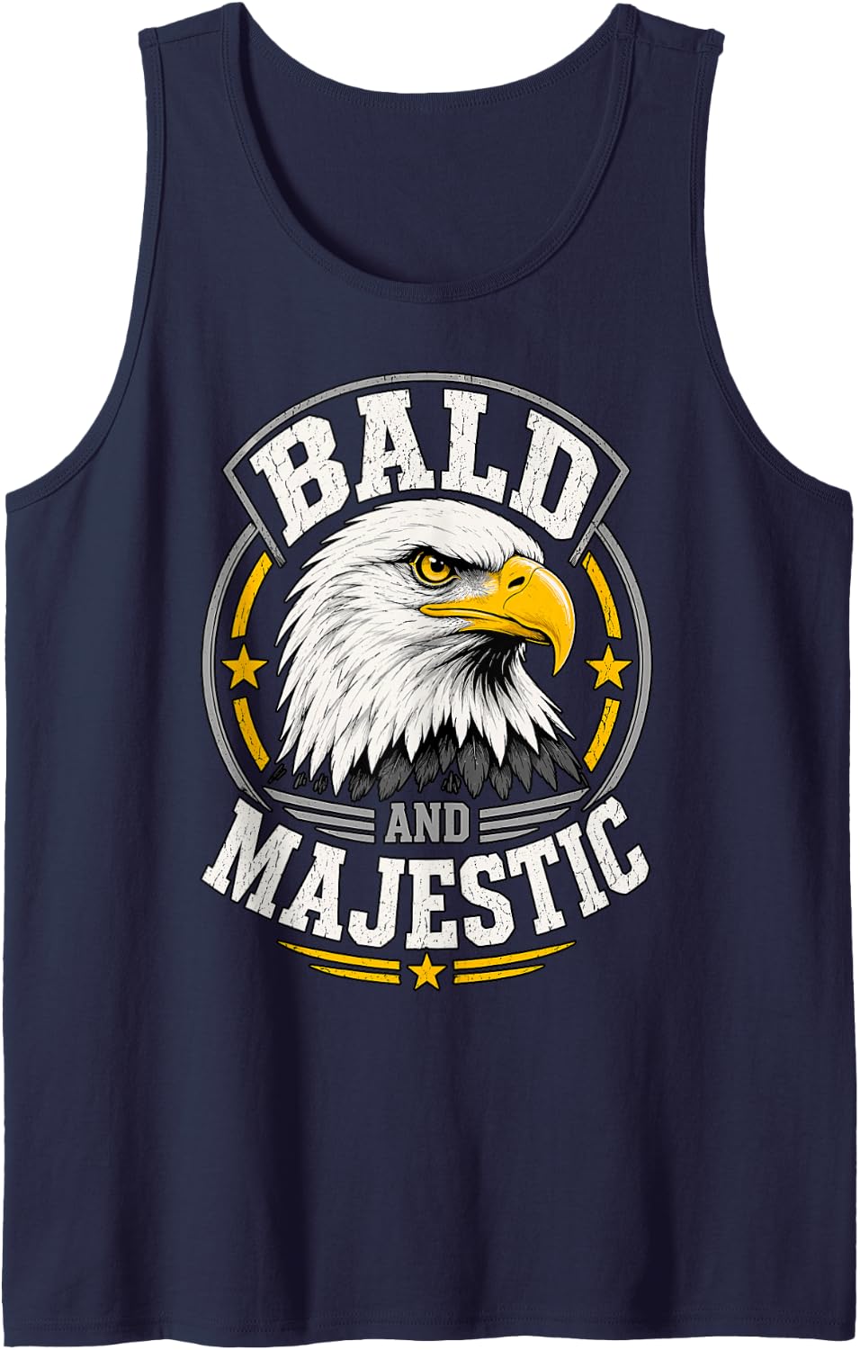 Bald and Majestic Eagle Humor Sleeveless Tank Top - Navy Blue
