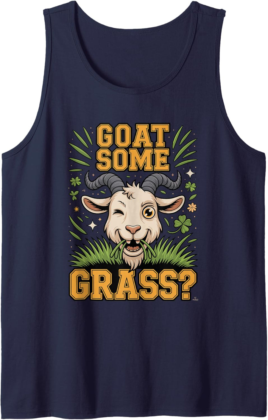 Goat Some Grass Farm Sleeveless Tank Top - Navy Blue