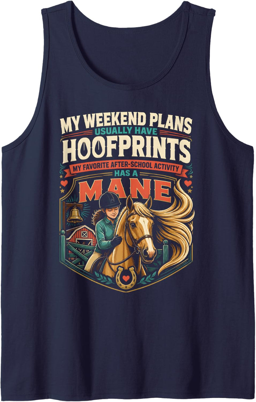 Western Horse Riding Horse Back Riding Gifts for Girls Horse Tank Top - Navy Blue