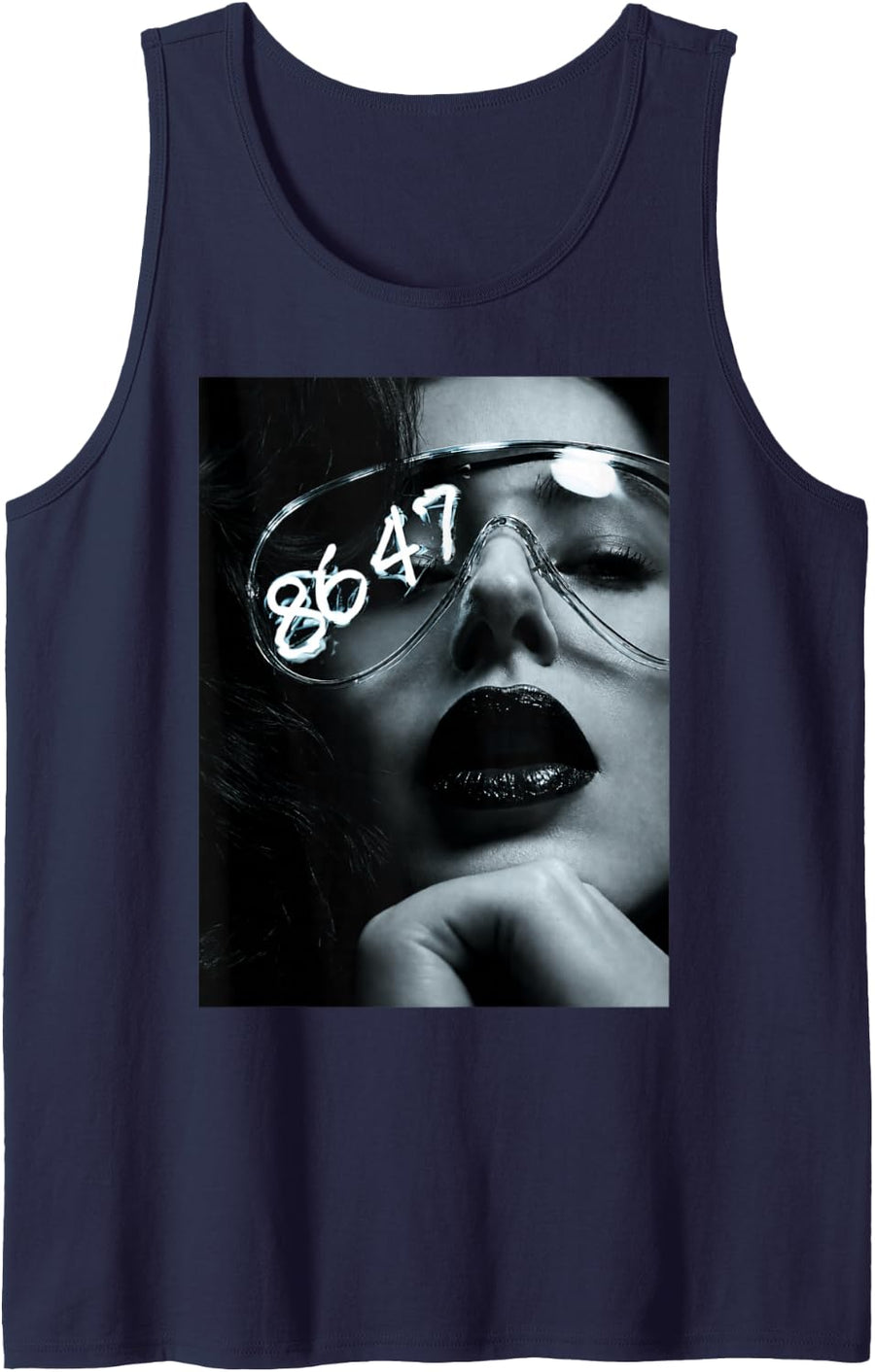 Cyberpunk Couture Tech Noir Vote Civic Graphic Tank Top - Navy Blue