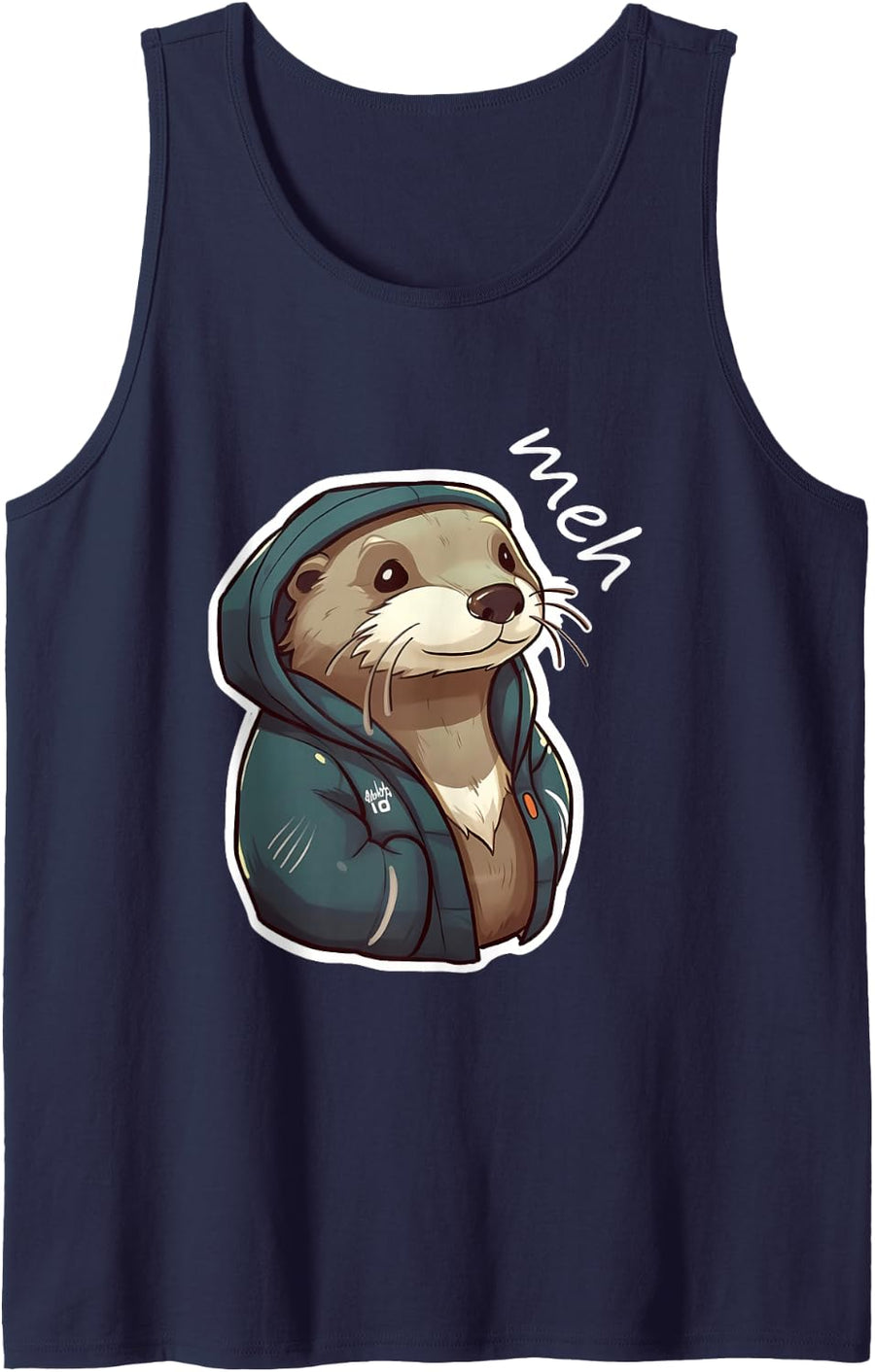 Funny Otter Meh Mood Cool Sunglasses Animal Humor Art Tank Top - Navy Blue