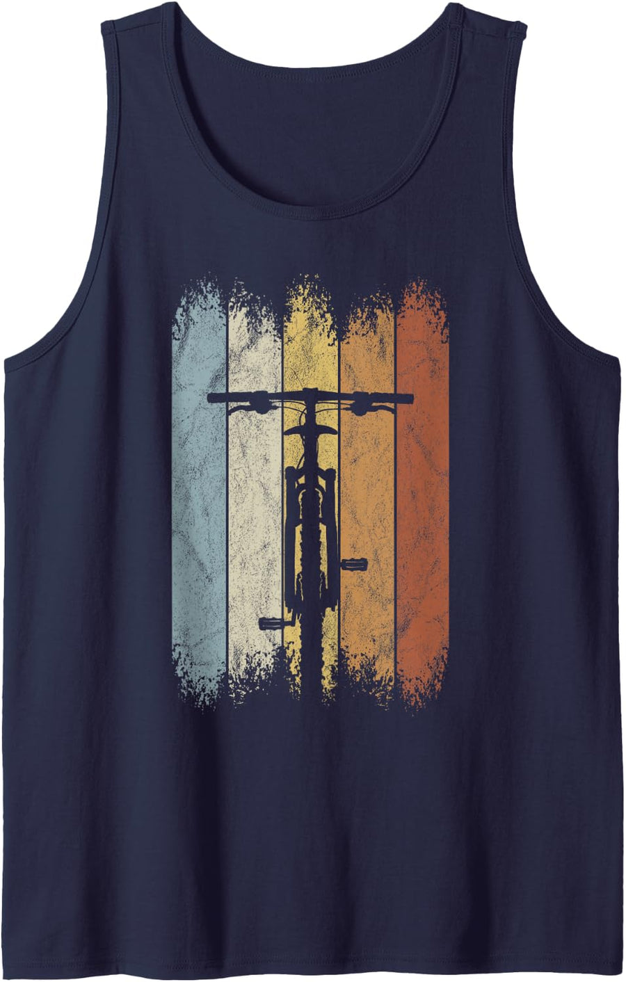80s Retro Frontal MTB Bicycle Cycling Mountain Biking Tank Top - Navy Blue