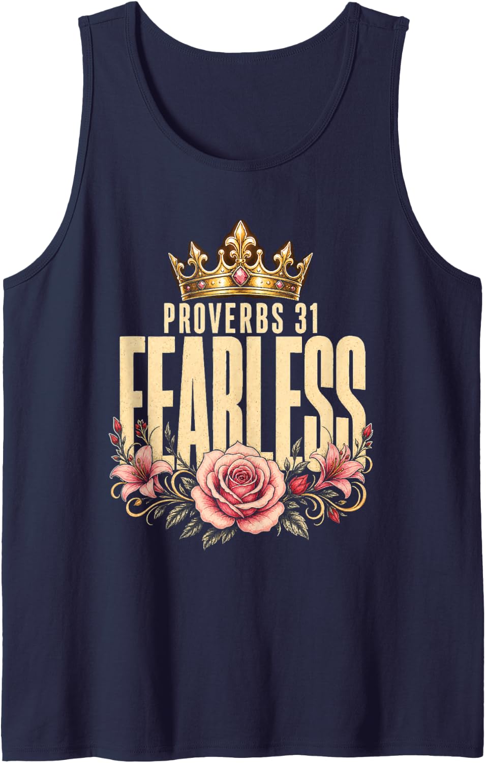 Faith Over Fear Proverbs 31 Woman Fearless Christian Women Sleeveless Tank Top - Navy Blue