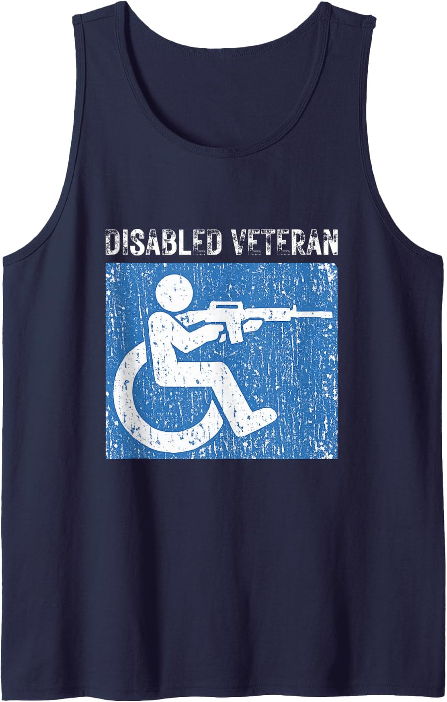 Disabled Veteran Military Combat Solider US Vet Handicapped Tank Top - Navy Blue