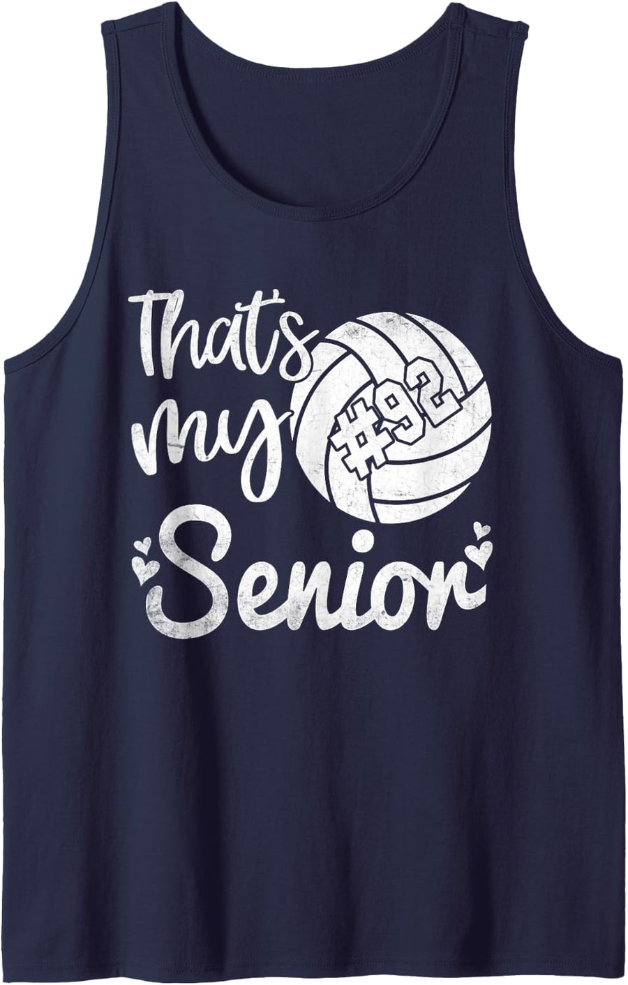Volleyball Jersey Number 92 That's My Senior Volleyball #92 Sleeveless Tank Top - Navy Blue