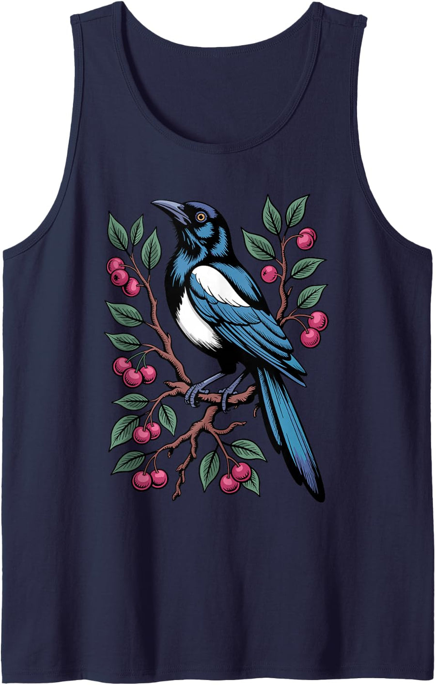 Magpie Art for Men Women Kids Birdwatching Bird Magpie Tank Top - Navy Blue