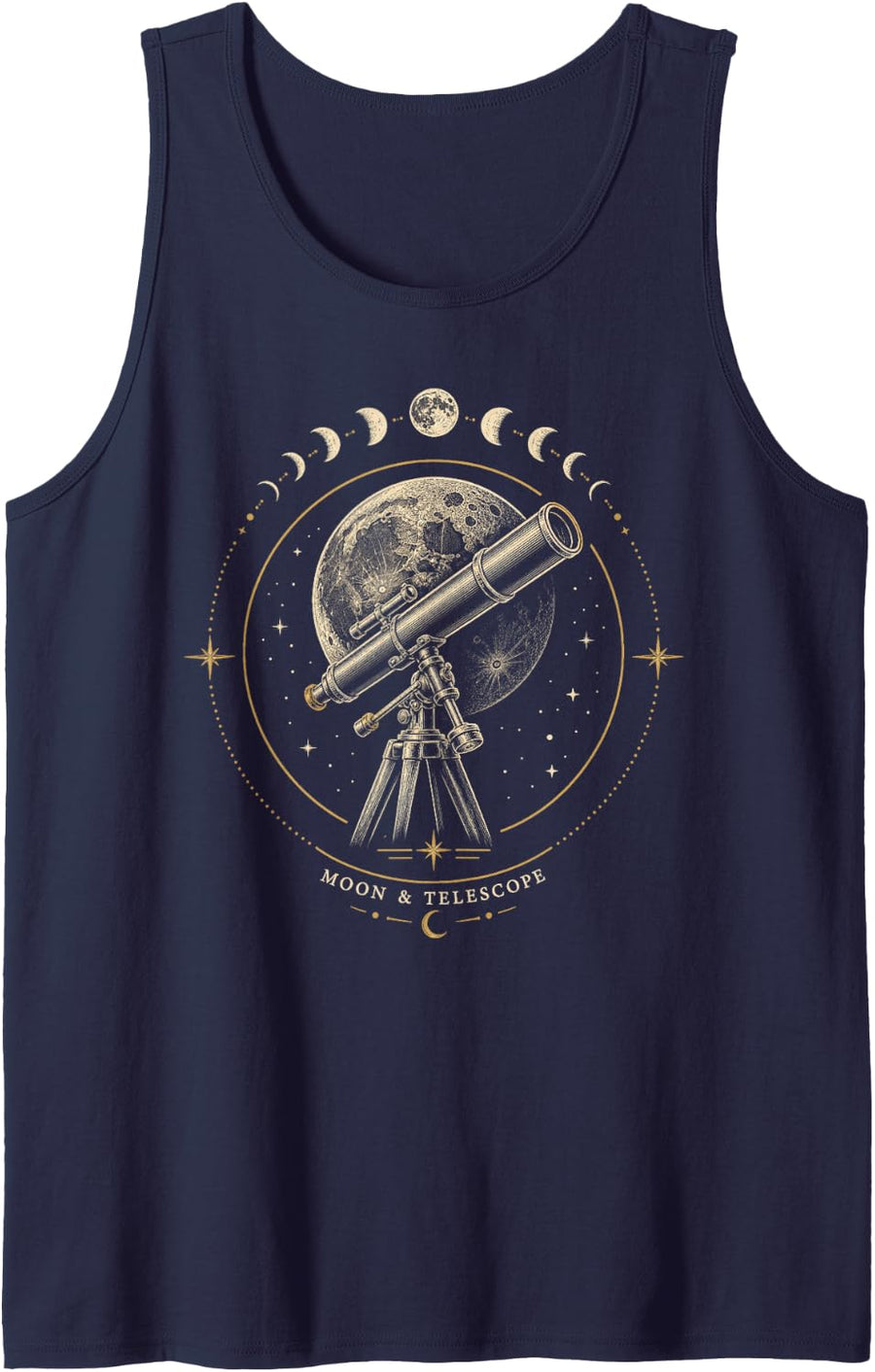 Moon and Telescope Observatory Astronomy Tank Top - Navy Blue