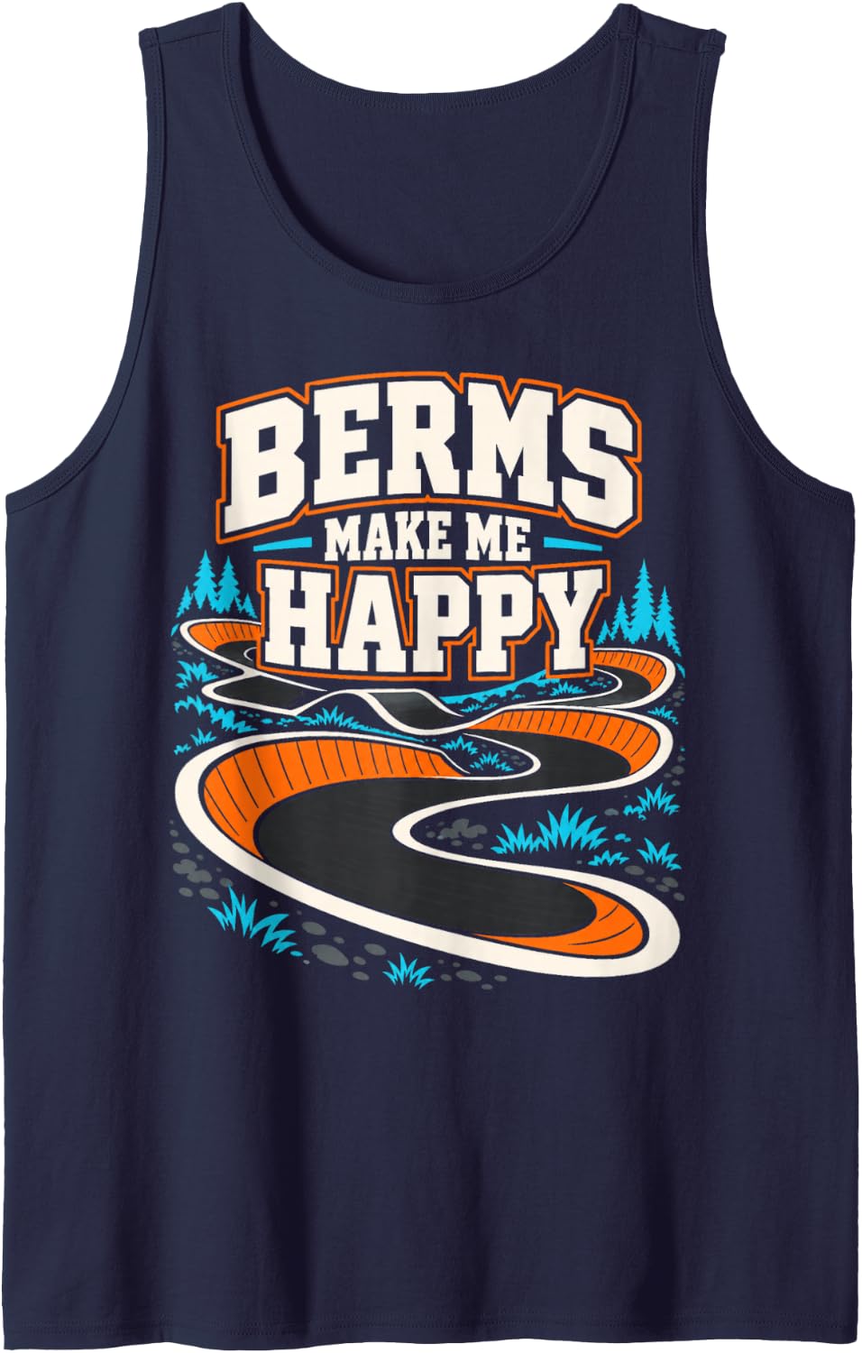 Pump Track Mountain Bike Cycling Rider Dirt Track Sleeveless Tank Top - Navy Blue