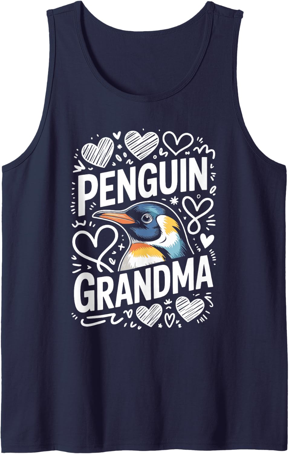 Penguin Grandma Grandmother Sleeveless Tank Top - Navy Blue