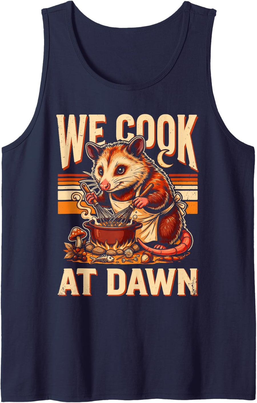 We Cook At Dawn Opossum Tank Top - Navy Blue