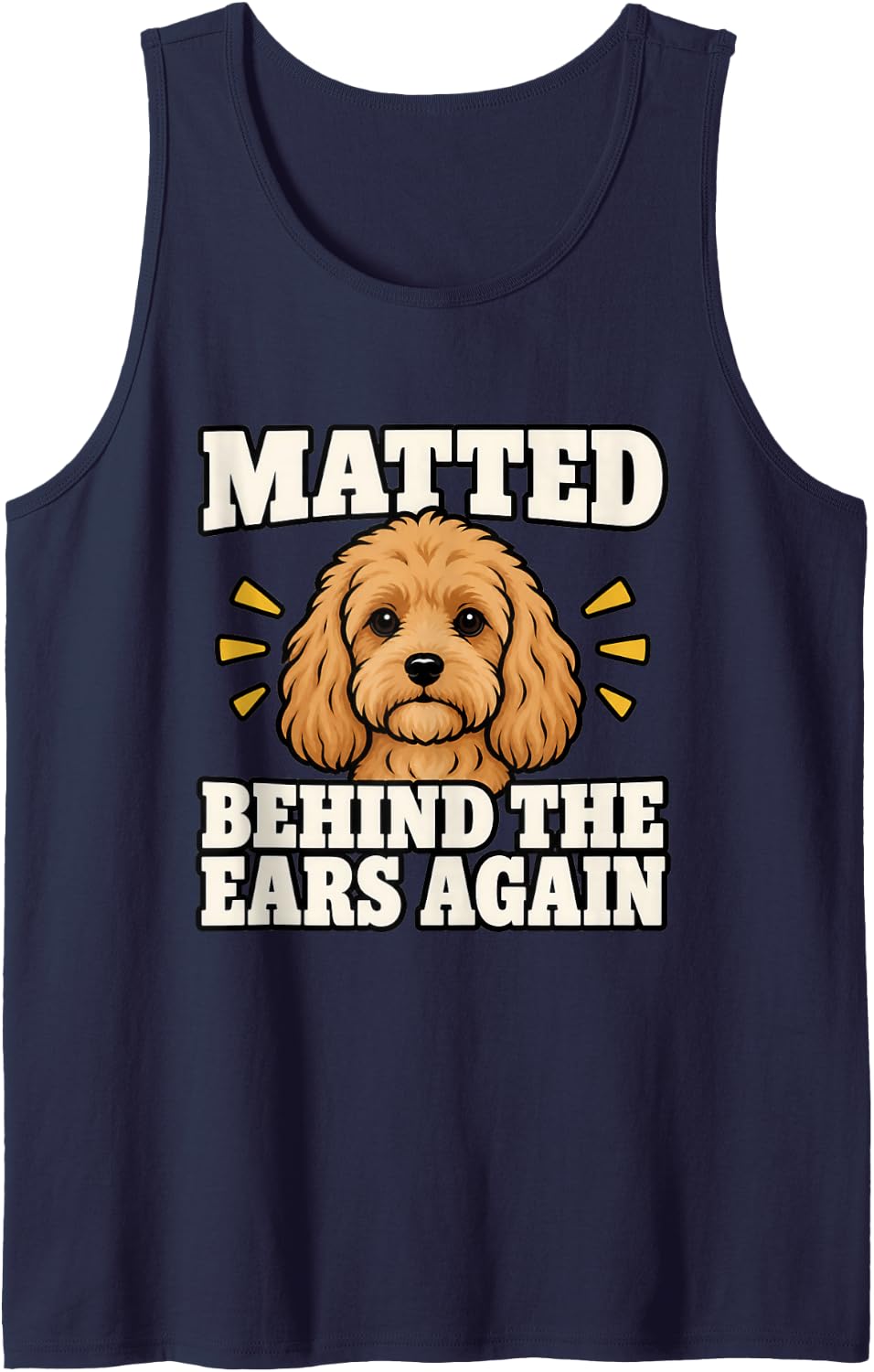 Cavapoo Matted Behind The Ears Again Breed Lover Funny Sleeveless Tank Top - Navy Blue