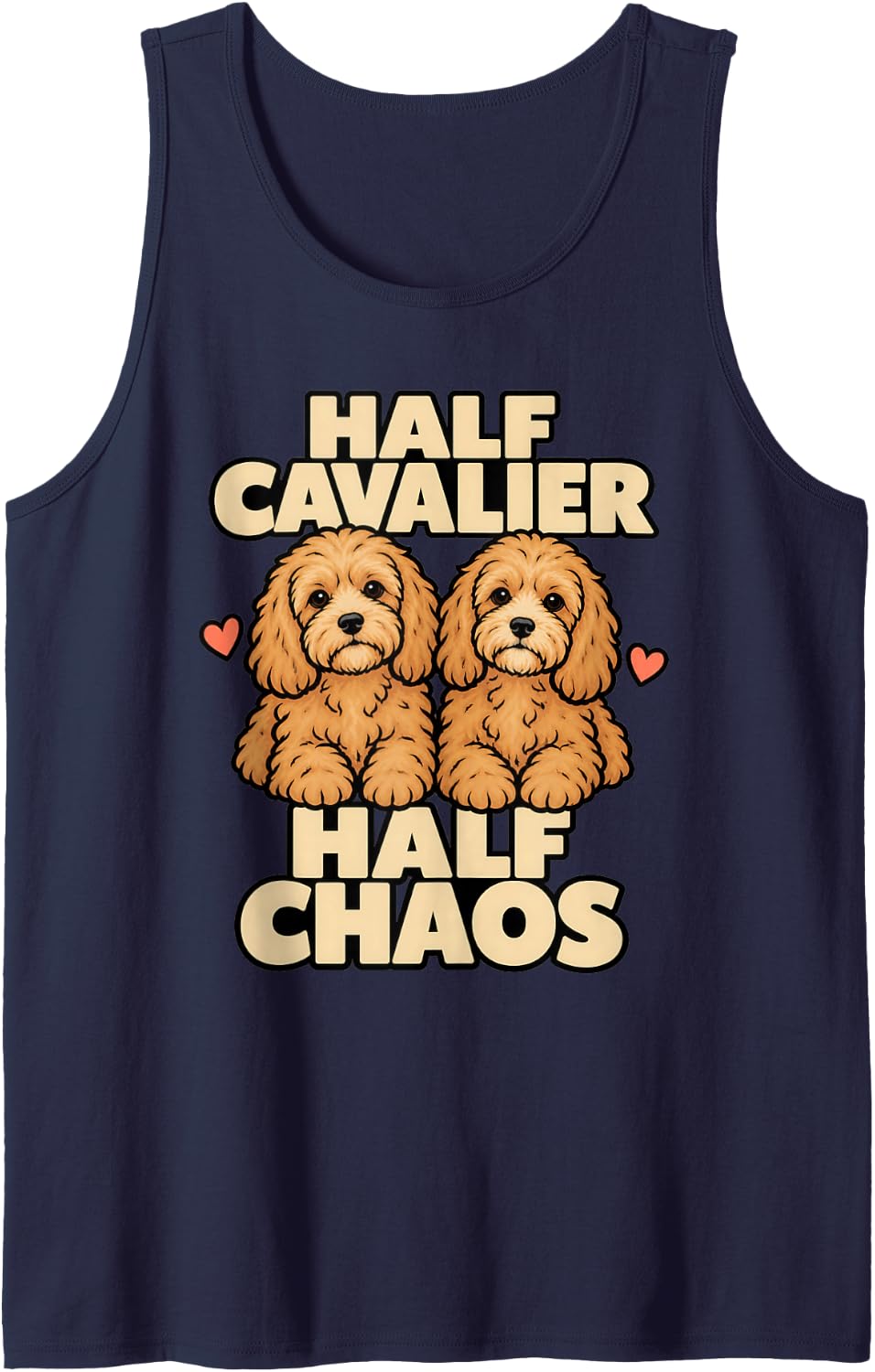 Cavapoo Half Cavalier Half Chaos Dog Owner Funny Doodle Sleeveless Tank Top - Navy Blue