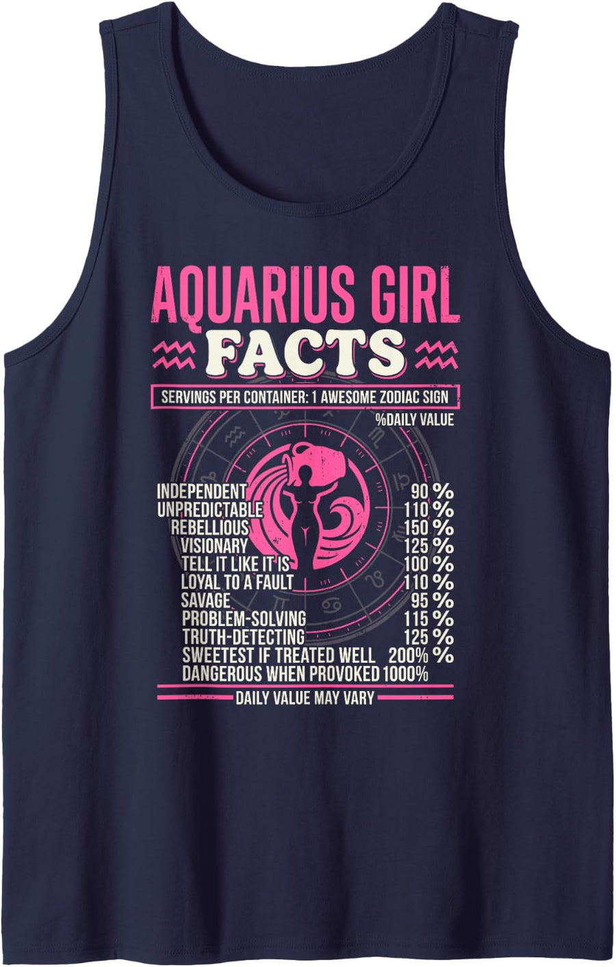 Aquarius Girl Facts Zodiac Sign Astrology Horoscope Funny Tank Top - Navy Blue