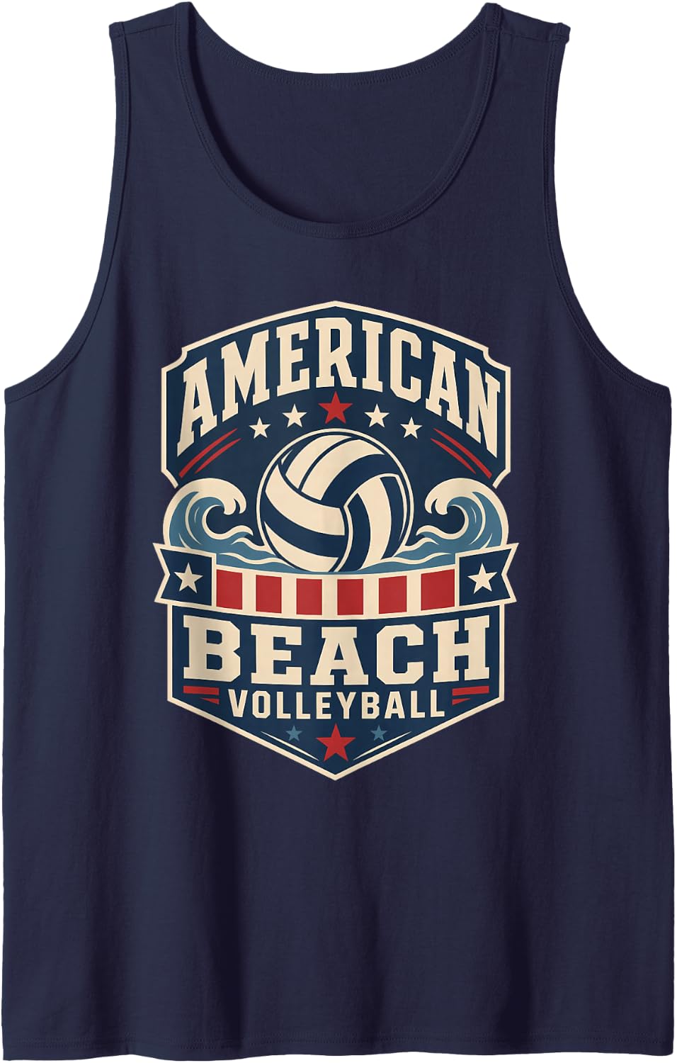 Beach Volleyball Retro Red White and Blue Tank Top - Navy Blue