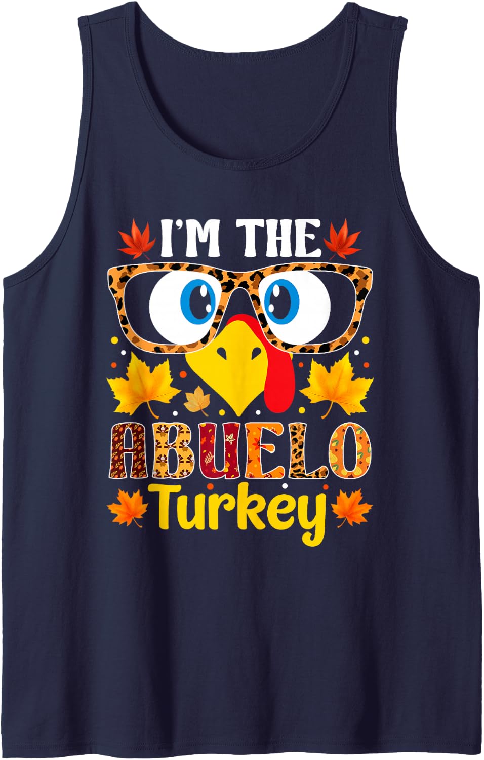 I'm The Abuelo Turkey Thanksgiving Family Matching Sleeveless Tank Top - Navy Blue