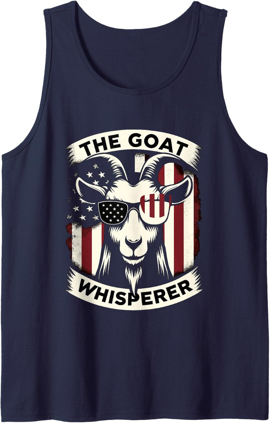 Patriotic The Goat Whisperer 4th of July Goat Farmer Rancher Sleeveless Tank Top - Navy Blue