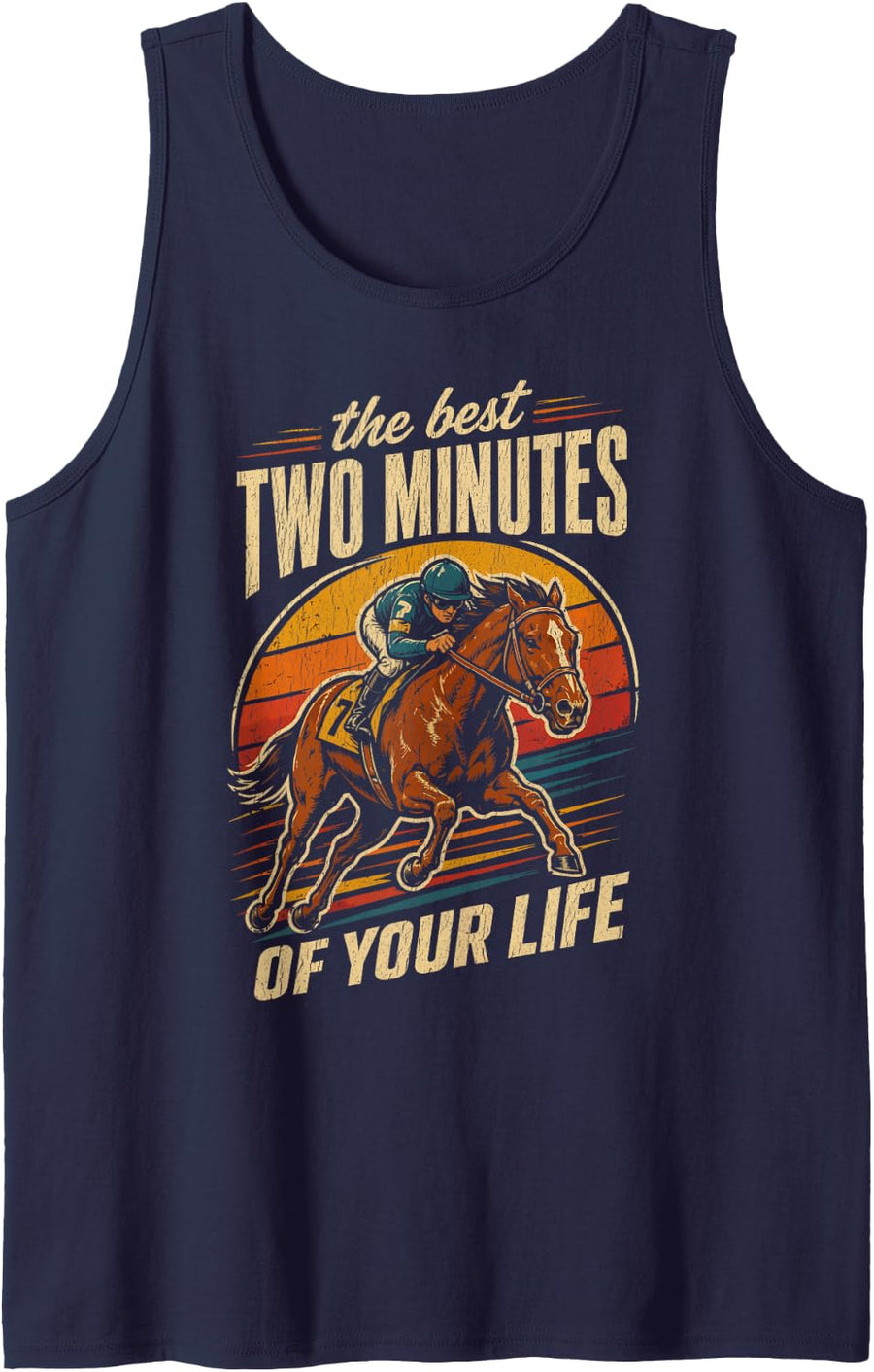 Horse Racing Race Track Tank Top - Navy Blue