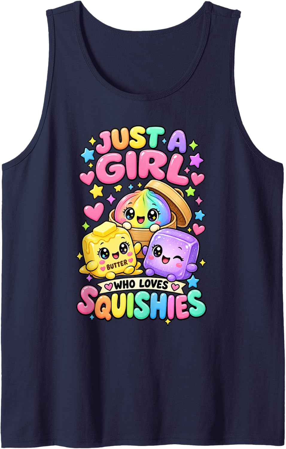 Just A Girl Who Loves Squishies Sleeveless Tank Top - Navy Blue