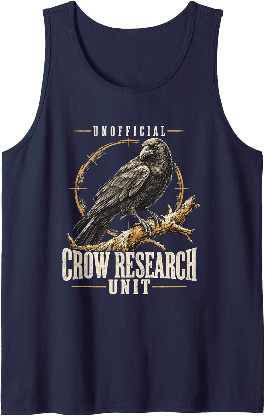 Unofficial Crow Research Unit Corvid Birdwatching Sleeveless Tank Top - Navy Blue