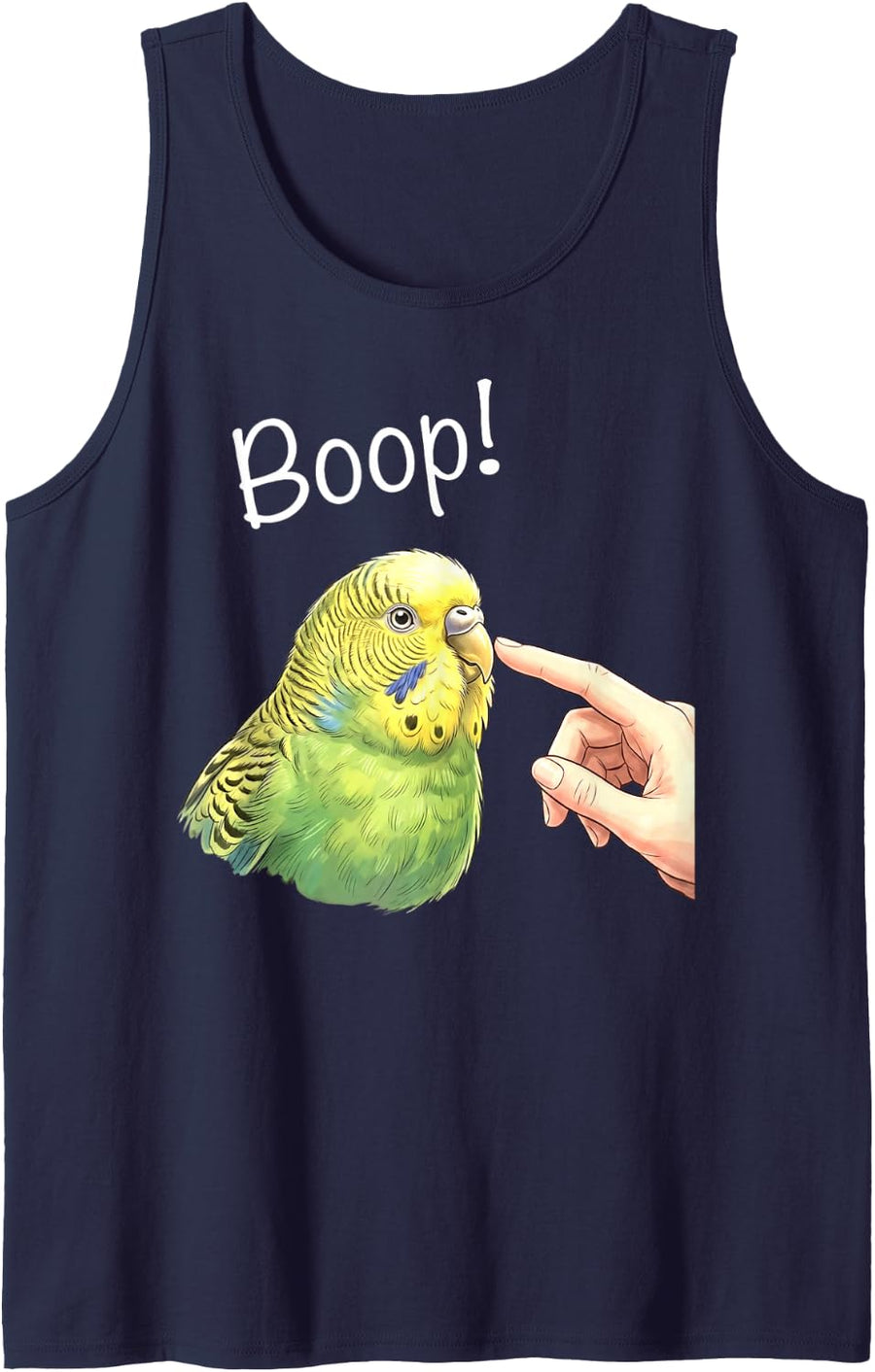 Funny Nose Touch Animal Budgerigar Bird Budgie Boop Sleeveless Tank Top - Navy Blue
