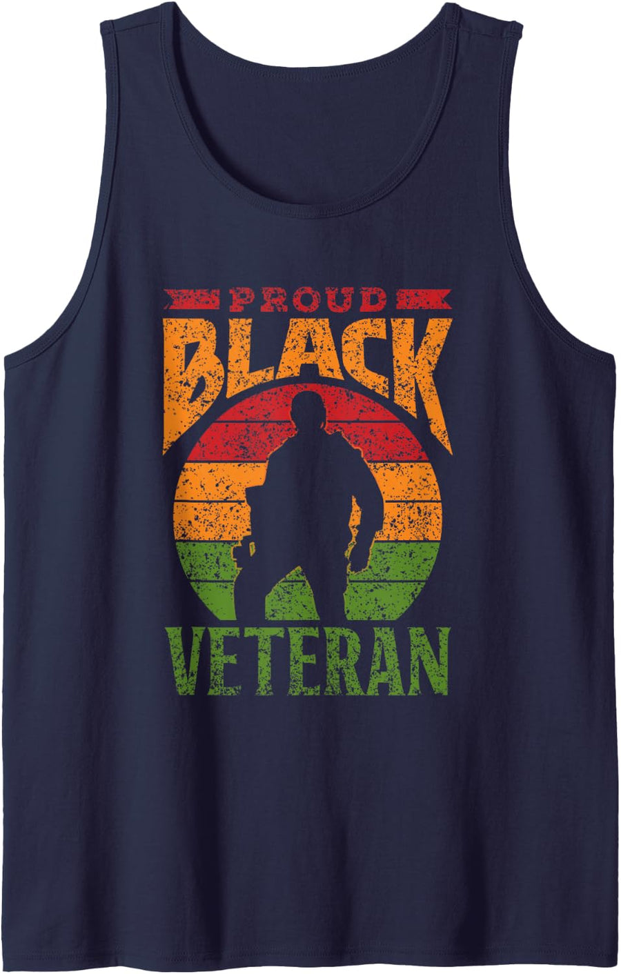 Proud Black Veteran Soldier Military Black Tank Top - Navy Blue