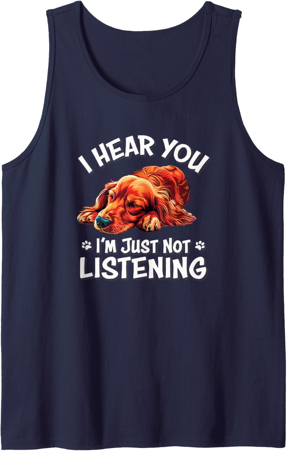 Funny Nap Hear You Not Listening Long Haired Dachshund Lover Tank Top - Navy Blue