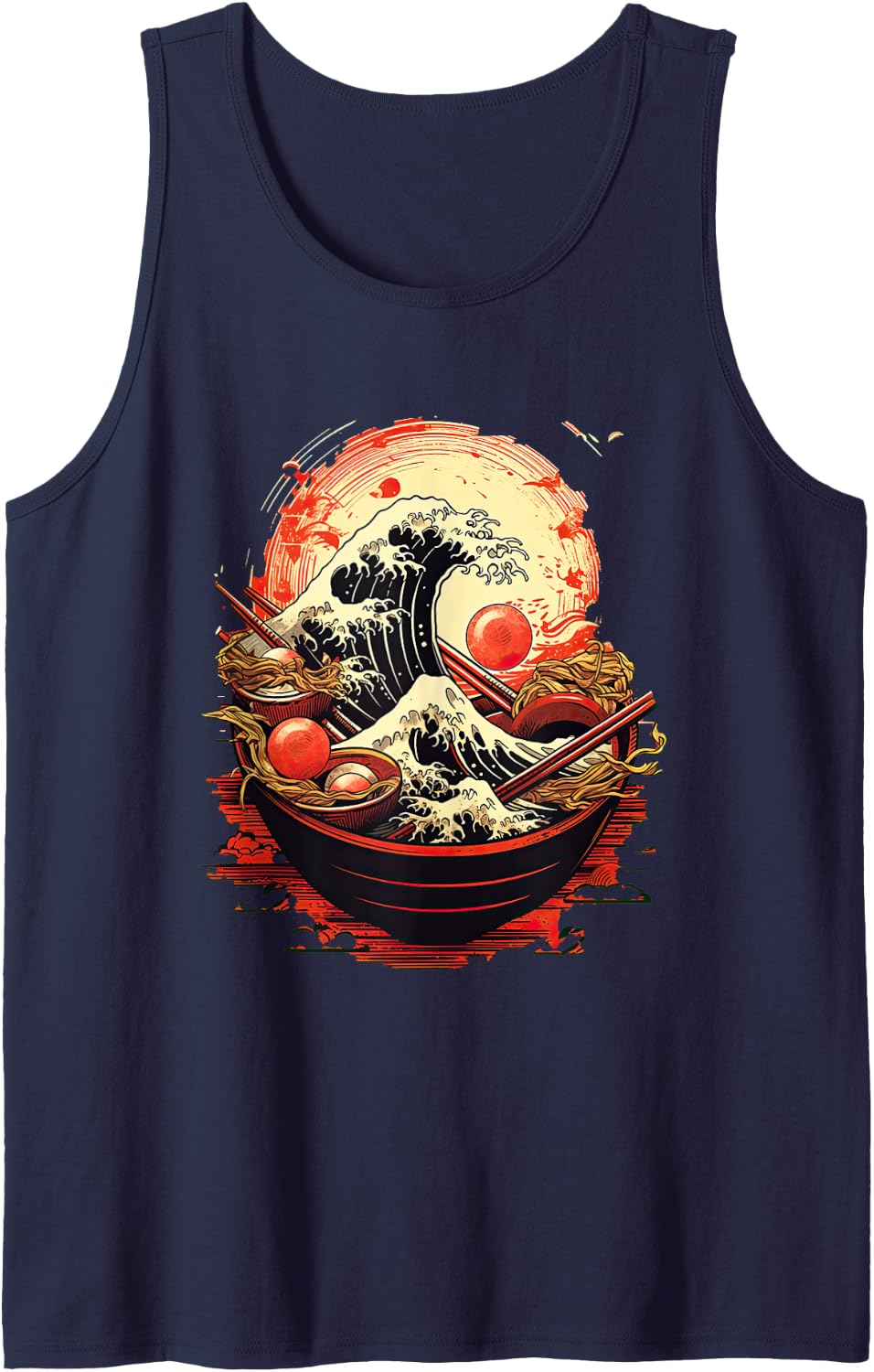 Great Ramen wave vintage japanese style Tank Top - Navy Blue