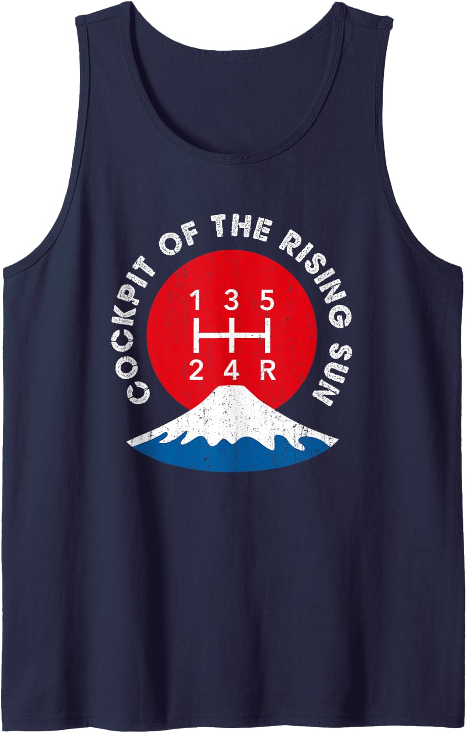 Cockpit of The Rising Sun 5 Speed Manual Transmission Sleeveless Tank Top - Navy Blue