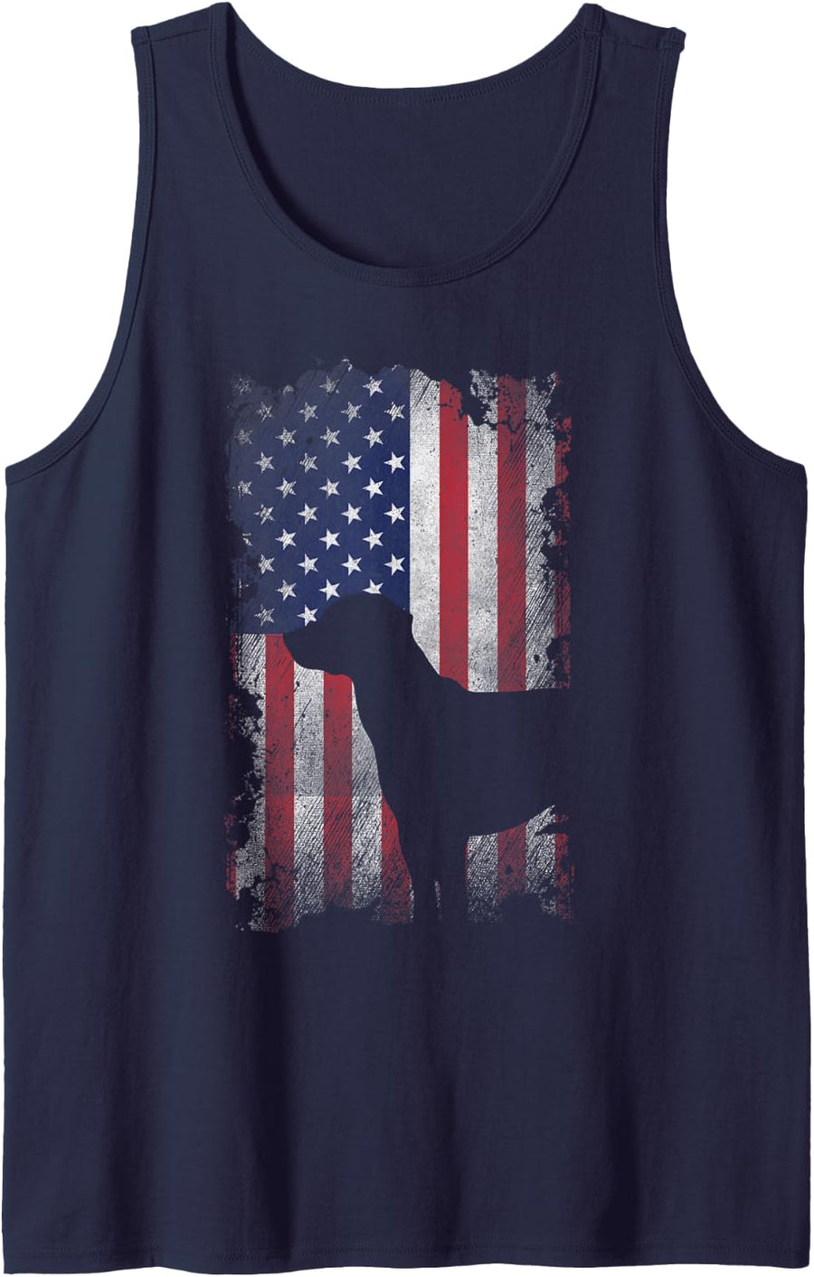 Patriotic Black Lab American Flag USA Dog Lover Tank Top - Navy Blue