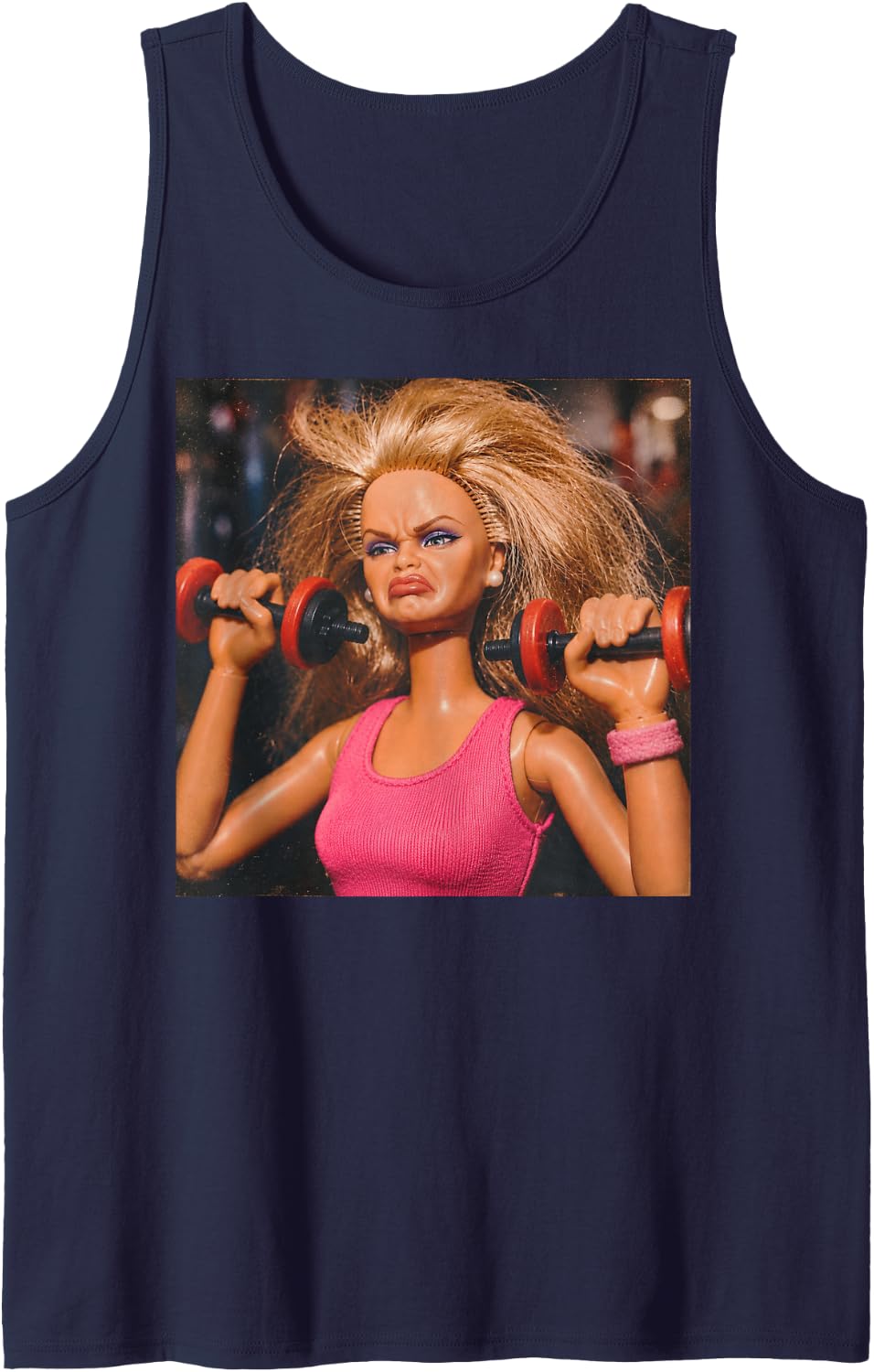 Funny Disgusting Gym Girl Vintage Workout Meme Humor Fitness Tank Top - Navy Blue
