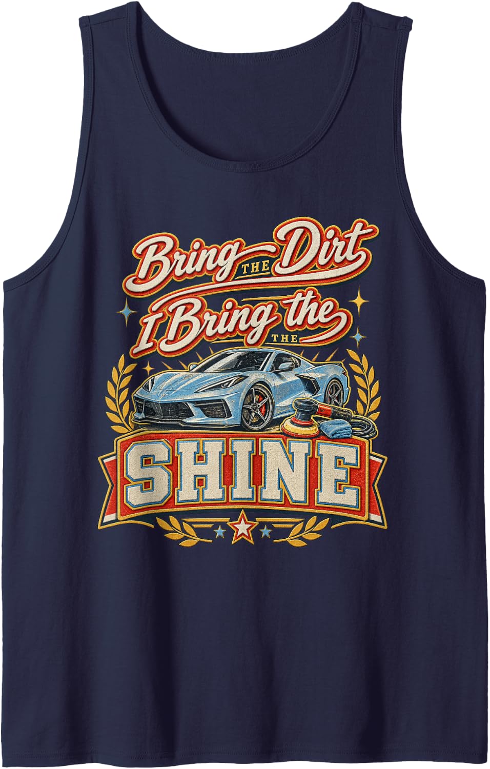 Ultimate Shine Car Enthusiast Car Auto Detailing Polisher Sleeveless Tank Top - Navy Blue
