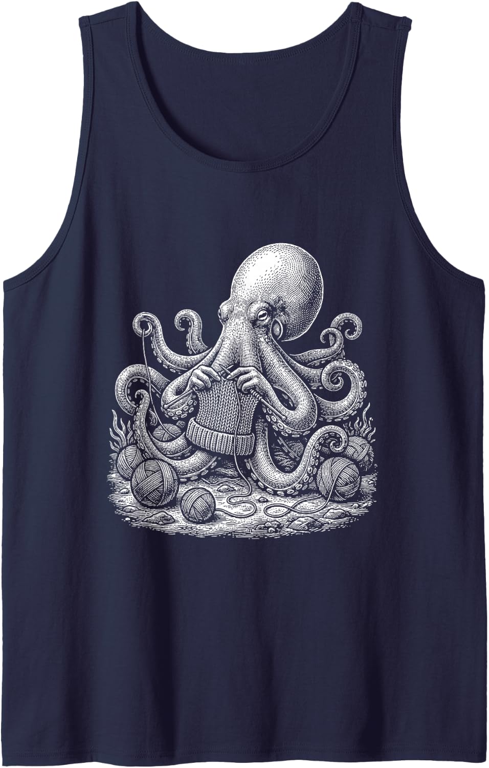 Crocheting Octopus - Crocheter Crochet Lover Needlework Sleeveless Tank Top - Navy Blue